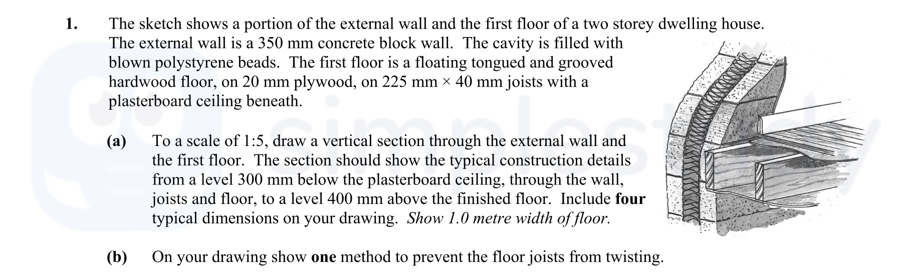 The-sketch-shows-a-portion-of-the-external-wall-and-the-first-floor-of-a-two-storey-dwelling-house-Leaving Cert Construction Studies-Question 1-2014.png
