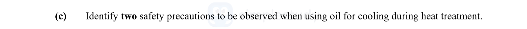 Identify-two-safety-precautions-to-be-observed-when-using-oil-for-cooling-during-heat-treatment.-Leaving Cert Engineering-Question (c)-2008.png