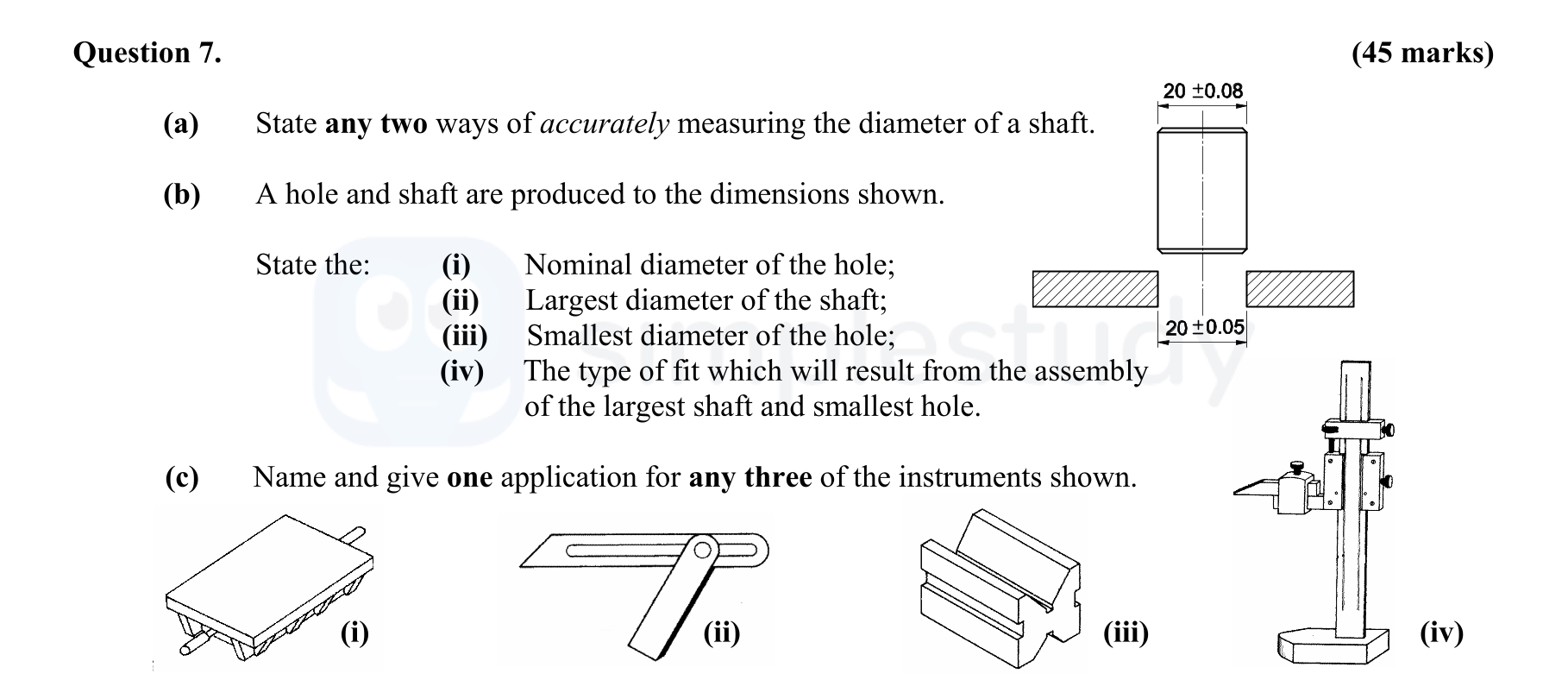 7.-(a)-State-any-two-ways-of-accurately-measuring-the-diameter-of-a-shaft-Leaving Cert Engineering-Question 7-2008.png