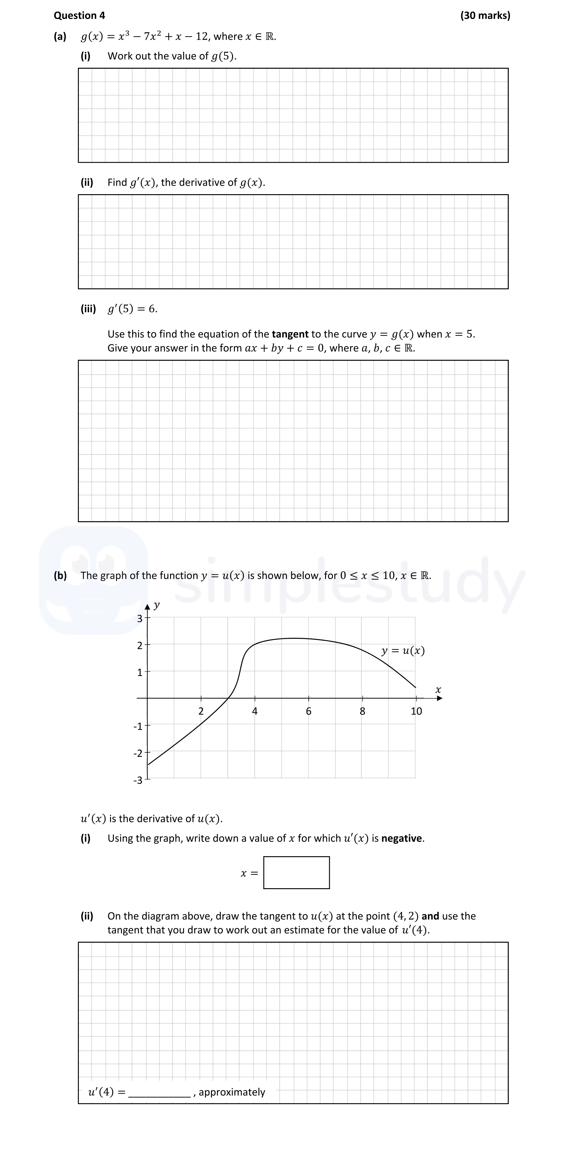 (a)--g(x)-=-x^3---7x^2-+-x---12,--ext{-where-}-x--ext{-is-in-}--ext{R}-Leaving Cert Mathematics-Question 4-2022.png