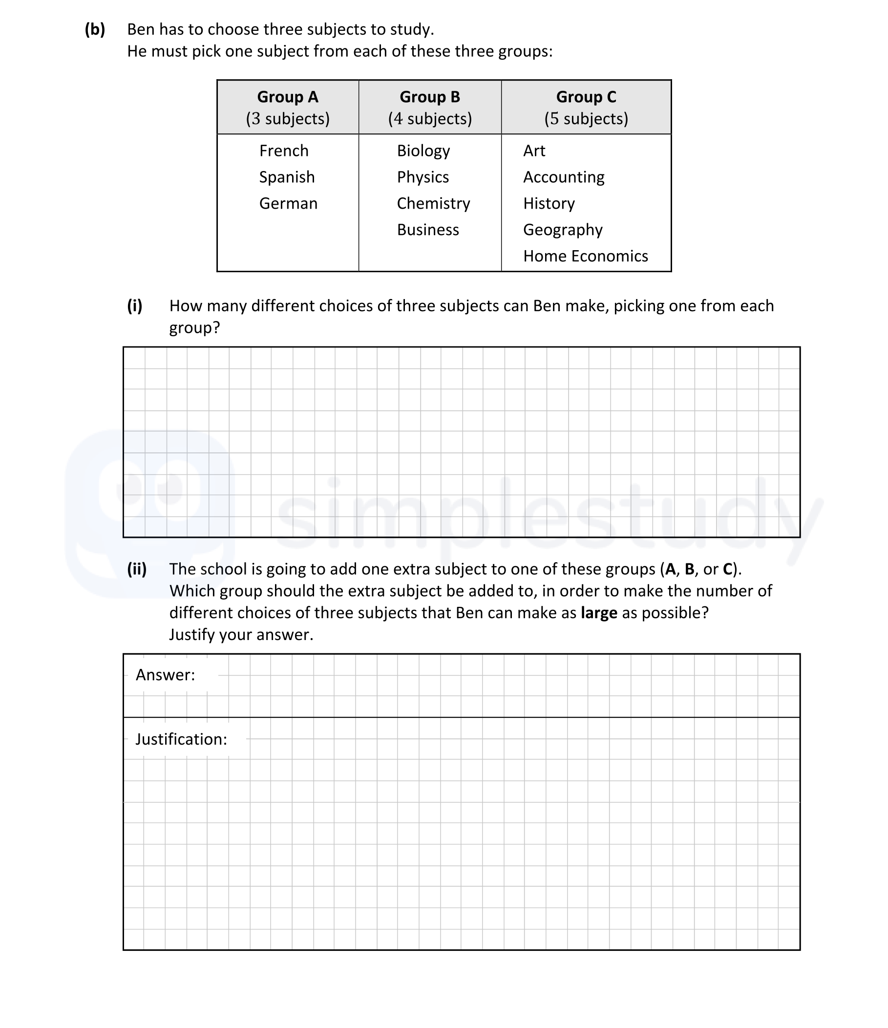 Ben-has-to-choose-three-subjects-to-study-Leaving Cert Mathematics-Question 3(b)-2022.png