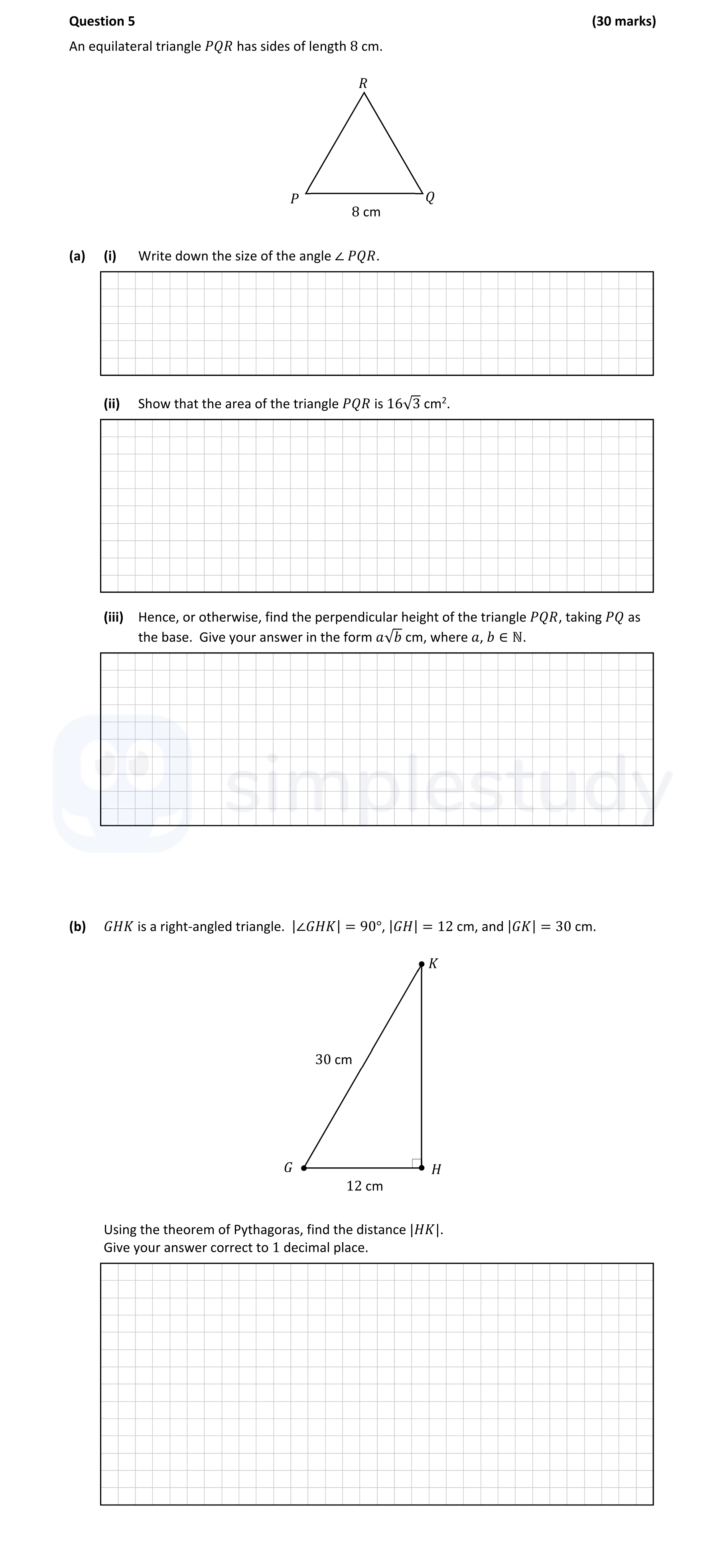 An-equilateral-triangle-PQR-has-sides-of-length-8-cm-Leaving Cert Mathematics-Question 5-2022.png