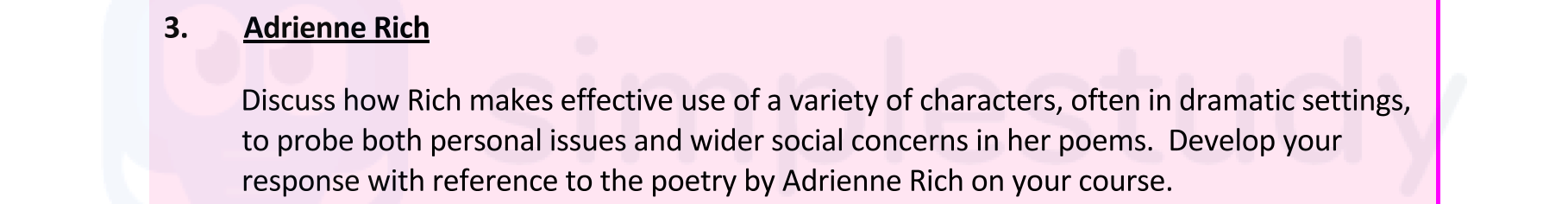 Discuss-how-Rich-makes-effective-use-of-a-variety-of-characters,-often-in-dramatic-settings,-to-probe-both-personal-issues-and-wider-social-concerns-in-her-poems-Leaving Cert English-Question 3-2020.png