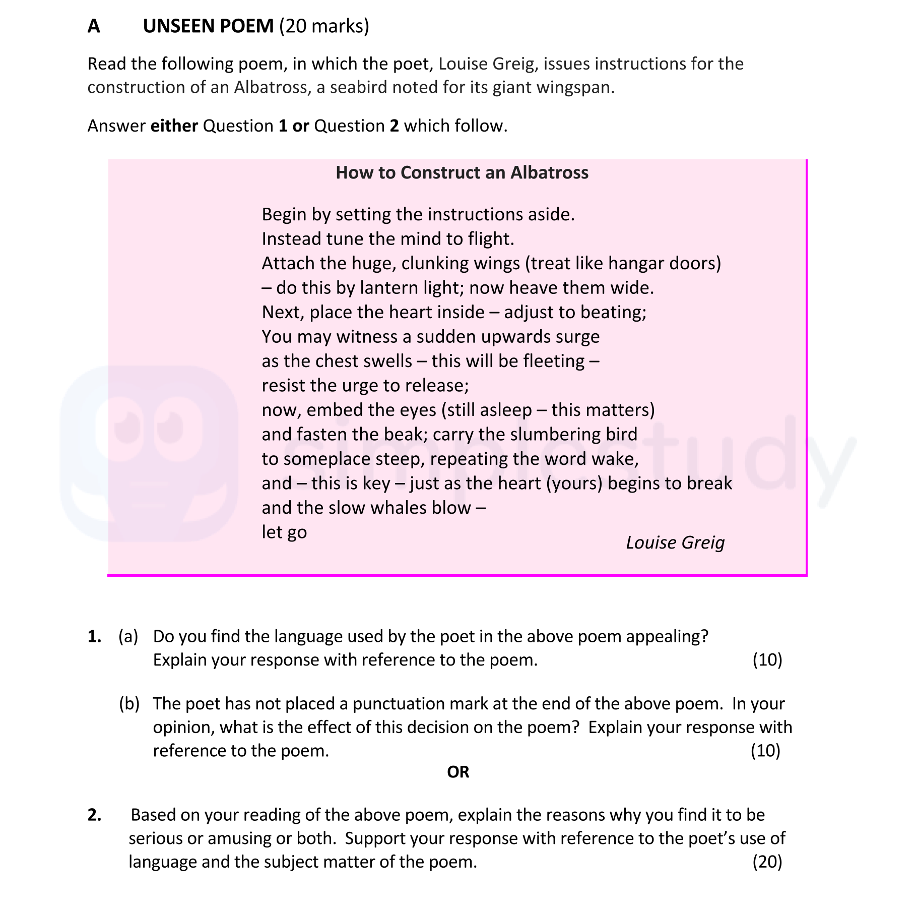 Read-the-following-poem,-in-which-the-poet,-Louise-Greig,-gives-instructions-for-the-construction-of-an-Albatross,-a-seabird-noted-for-its-giant-wingspan-Leaving Cert English-Question 1-2021.png