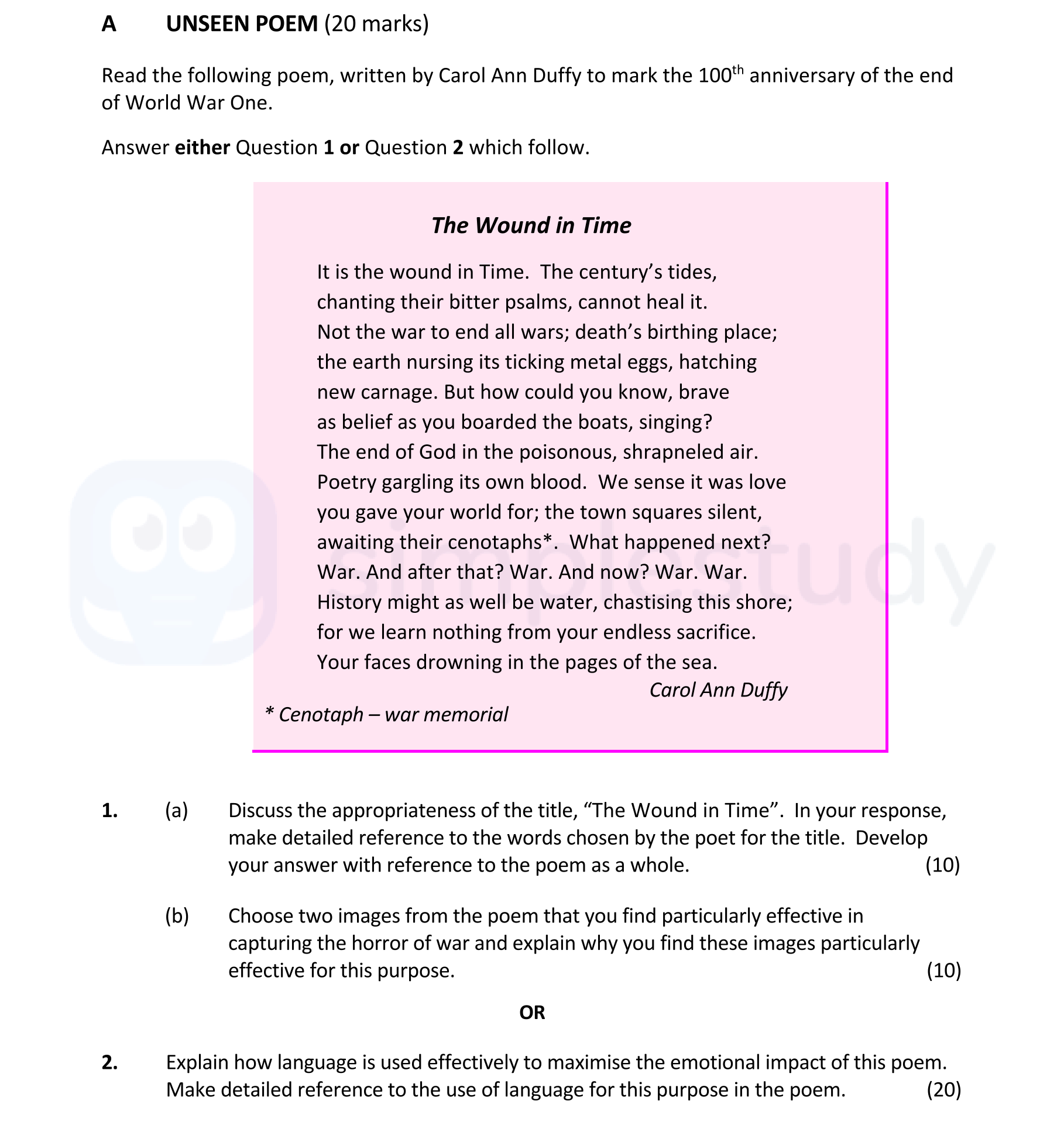 Discuss-the-appropriateness-of-the-title,-"The-Wound-in-Time"-Leaving Cert English-Question 1-2019.png