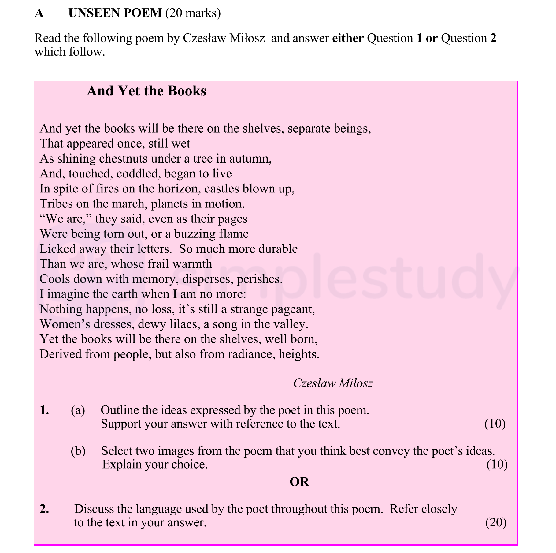 Read-the-following-poem-by-Czeslaw-Milosz-and-answer-either-Question-1-or-Question-2-Leaving Cert English-Question 1-2016.png