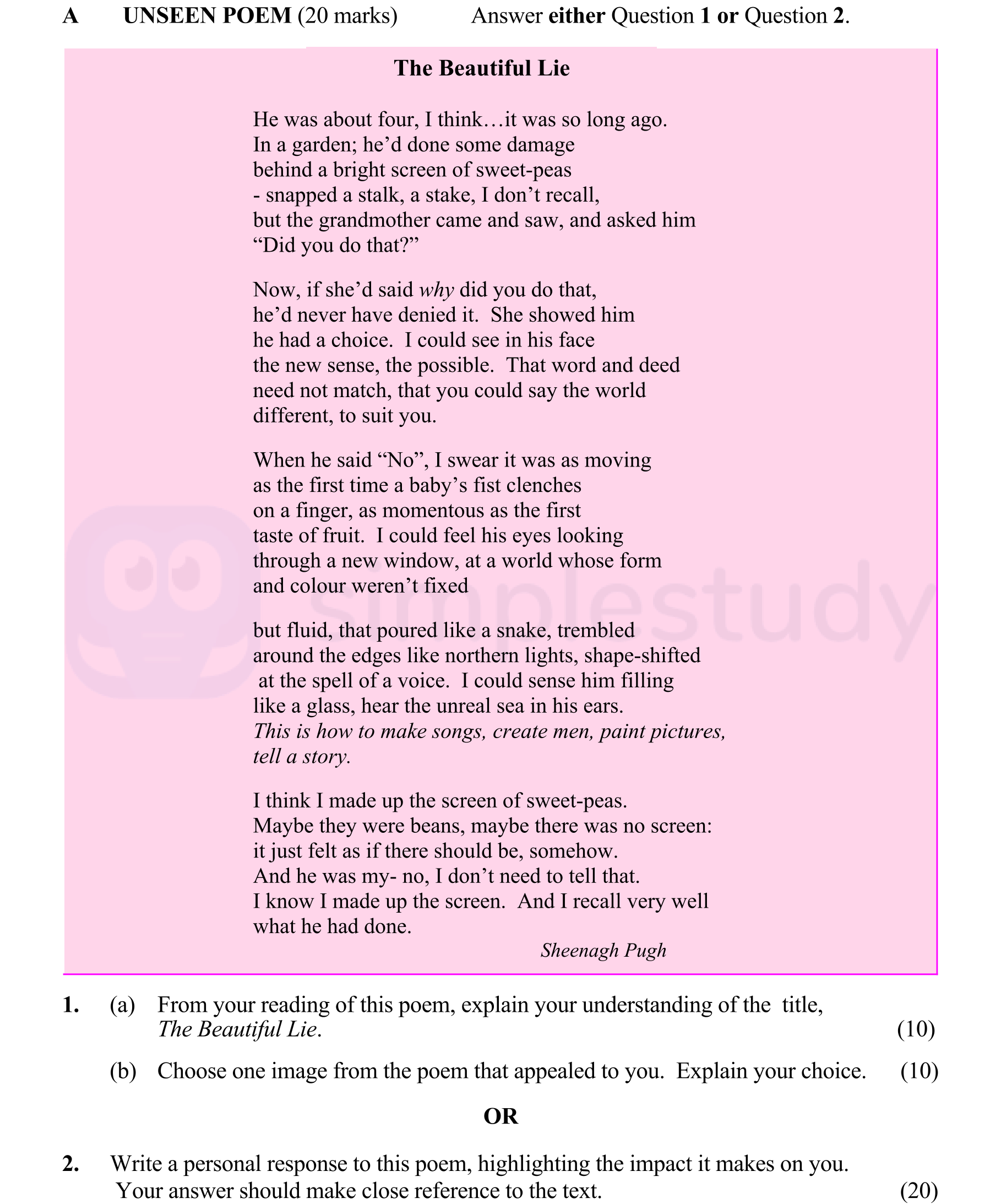 From-your-reading-of-this-poem,-explain-your-understanding-of-the-title,-The-Beautiful-Lie-Leaving Cert English-Question 1-2012.png