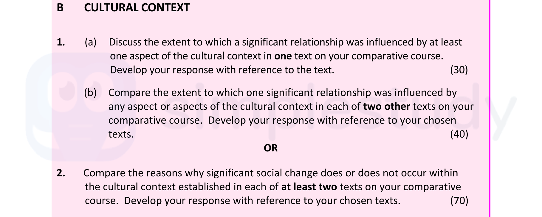 Discuss-the-extent-to-which-a-significant-relationship-was-influenced-by-at-least-one-aspect-of-the-cultural-context-in-one-text-on-your-comparative-course-Leaving Cert English-Question 1-2021.png