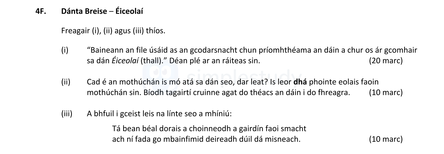 Freagair-(i),-(ii)-agus-(iii)-thíos-Leaving Cert Irish-Question 4F-2017.png