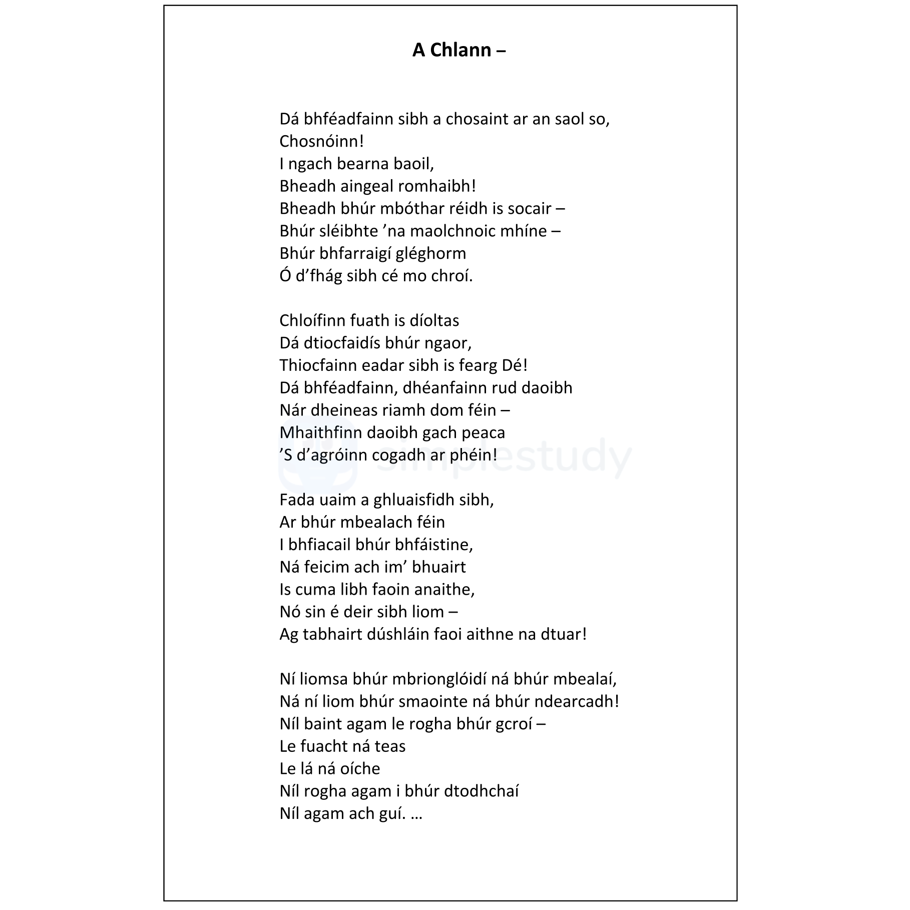 A-Chlann-–--Dá-bhéadafainn-sibh-a-chosc-ar-an-saol-so,-Chosnóin!-I-ngach-beanna-baoil,-Bheadh-anigeal-comhbháil!-Bheadh-búir-mhór-mhothar-réidh-is-saor-–-Bhuir-síléabhthe-ma-loaclmhoic-mhine-–-Bhíur-bhfairígi-élgheomhr-Ó-dh'fhaigh-sibh-ceo-chón!--Chloifinn-fuath-is-diotáls-Leaving Cert Irish-Question 4F-2023.png