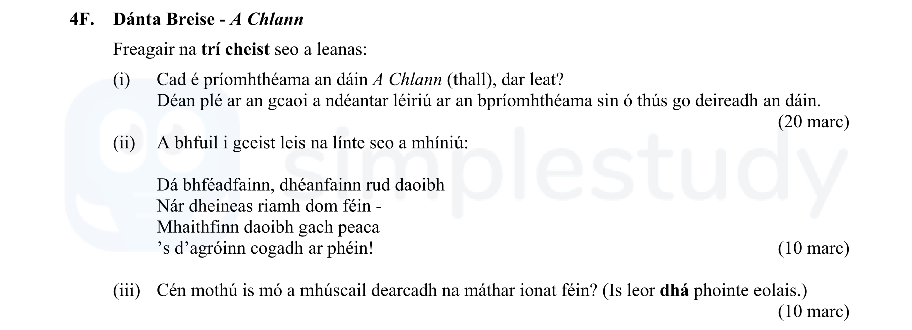 Freagair-na-trí-cheist-seo-a-leanas:--(i)-Cad-é-príomhthéama-an-dán-A-Chlann-(thall),-dar-leat?--Déan-plé-ar-an-gcaoí-a-ndéanann-léirirí-an-príomhthéama-sin-ó-thús-go-deireadh-an-dán-Leaving Cert Irish-Question 4F-2012.png