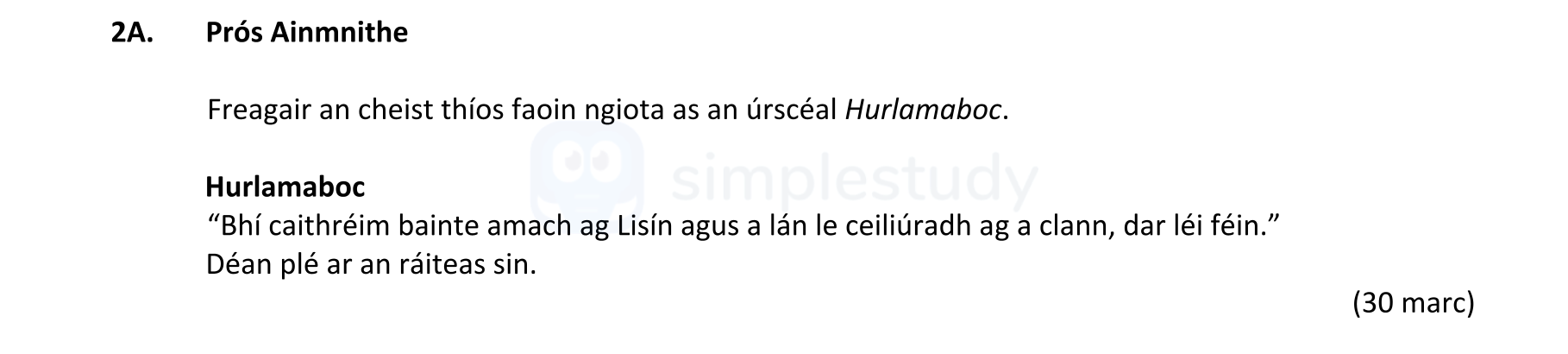 Freagair-an-cheist-thíos-faoin-ngóíta-as-an-úrscéal-Hurlamaboc-Leaving Cert Irish-Question 2A-2020.png