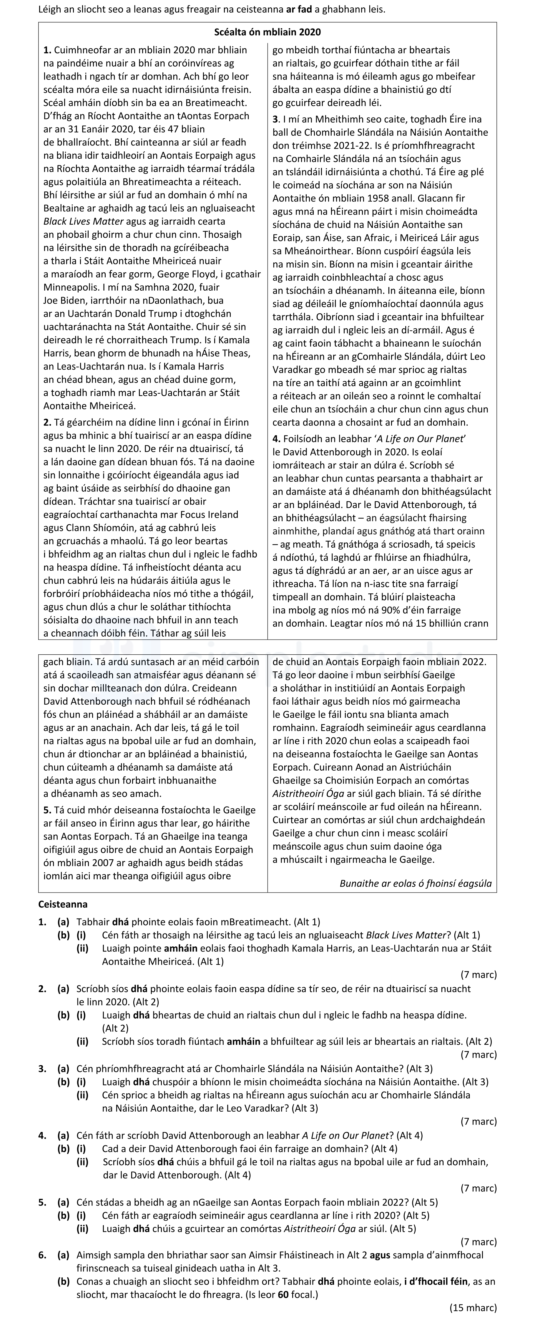 1.-(a)-Tabhair-dhá-phointe-eolais-faoi-mBreainteacht-Leaving Cert Irish-Question 1-2021.png