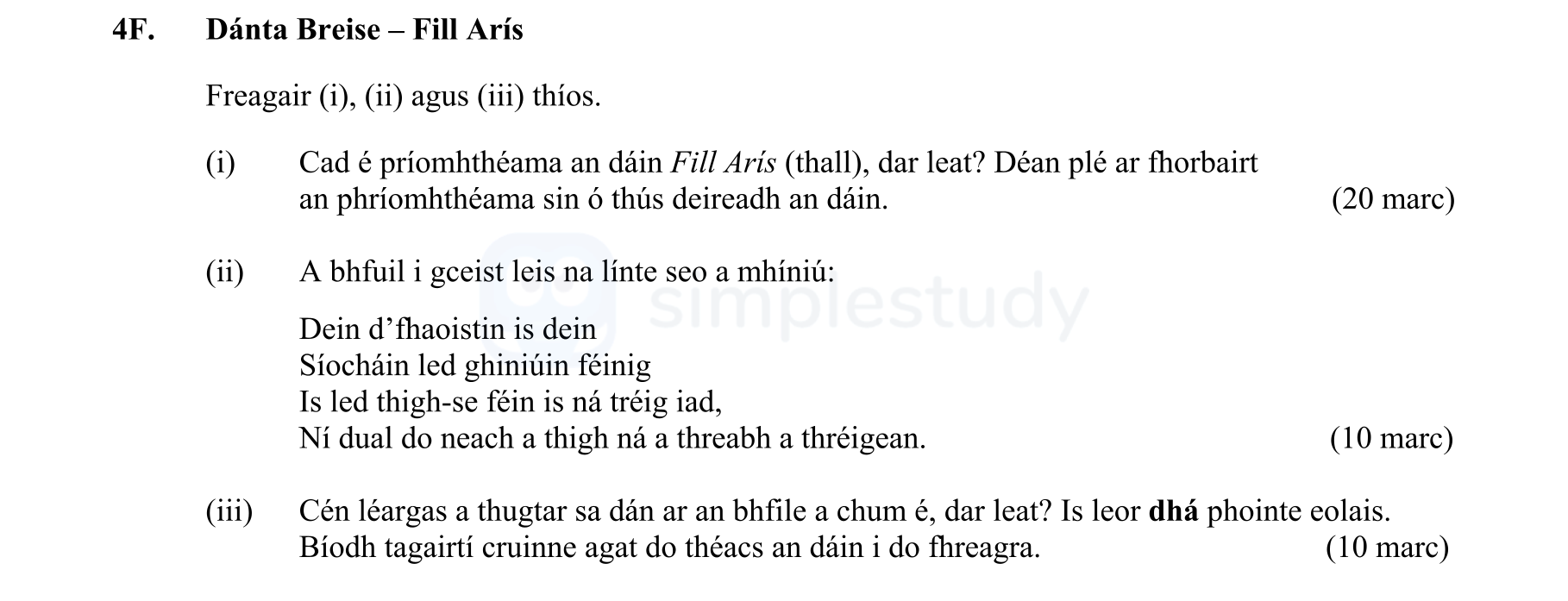 Freagair-(i),-(ii)-agus-(iii)-thíos-Leaving Cert Irish-Question 4F-2010.png