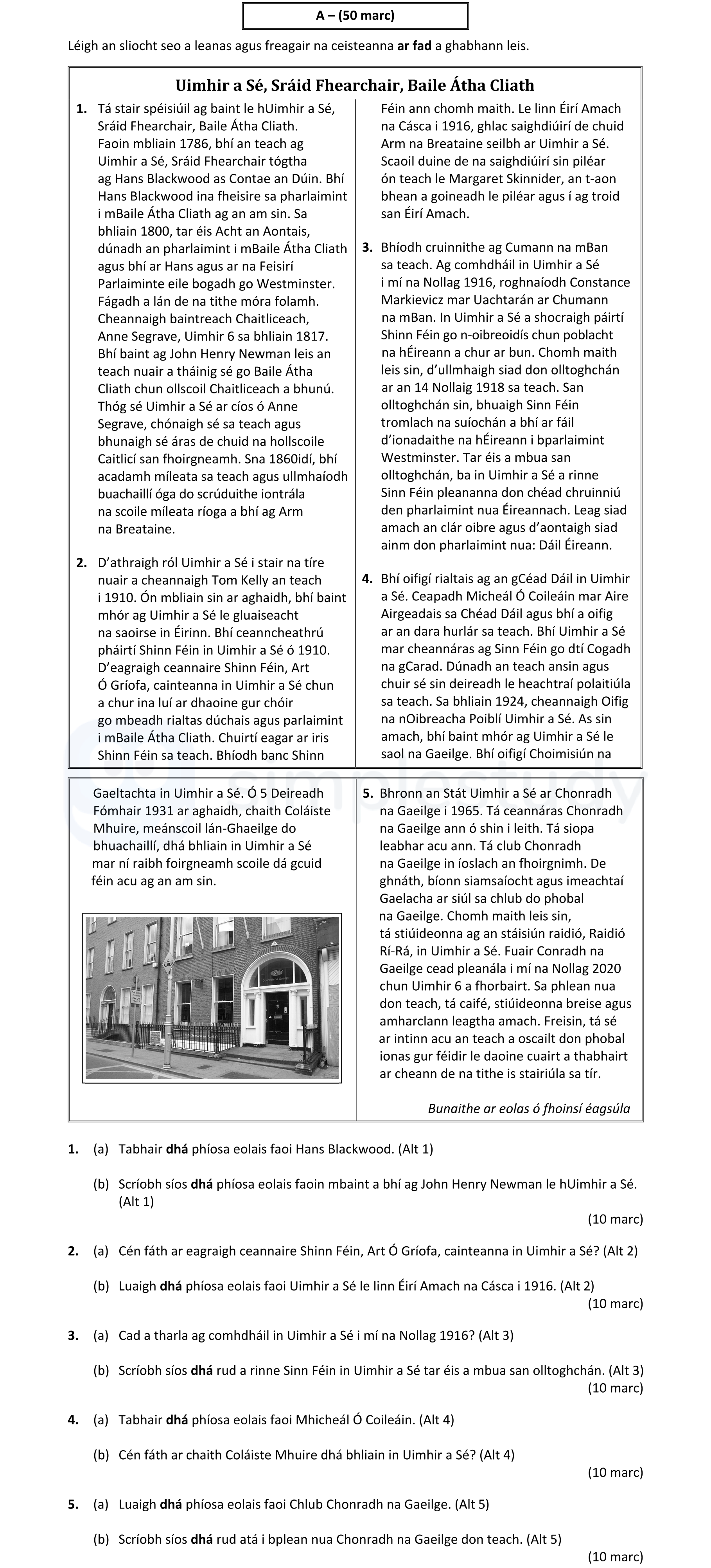Tabhair-dhó-phíosais-eolais-faoi-Hans-Blackwood-Leaving Cert Irish-Question 1-2023.png