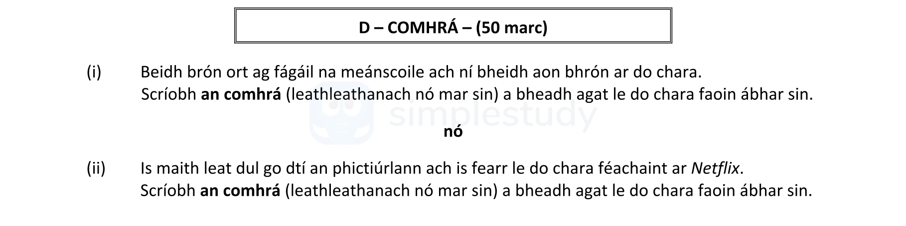 Beidh-brón-ort-ag-fáil-na-meánscoile-ach-ní-bheidh-aon-bhrón-ar-do-chara-Leaving Cert Irish-Question D - COMHRÁ-2021.png