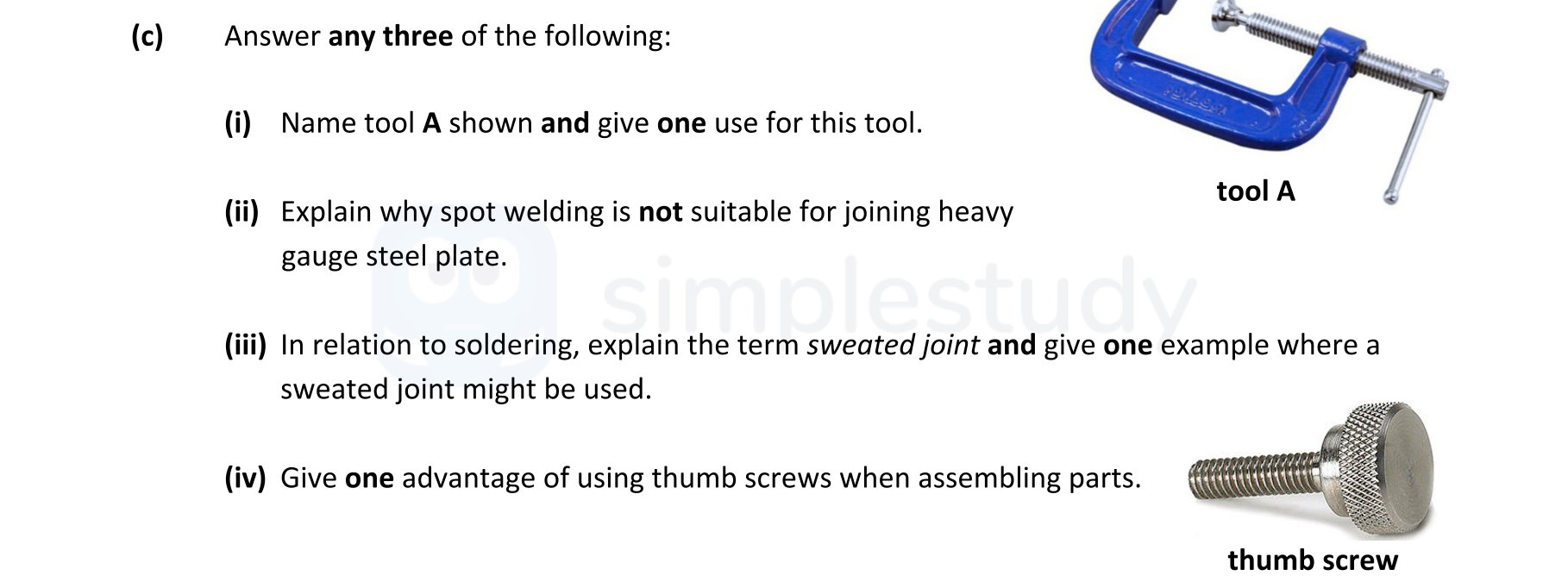 Answer-any-three-of-the-following:--(i)-Name-tool-A-shown-and-give-one-use-for-this-tool-Leaving Cert Engineering-Question c-2022.png