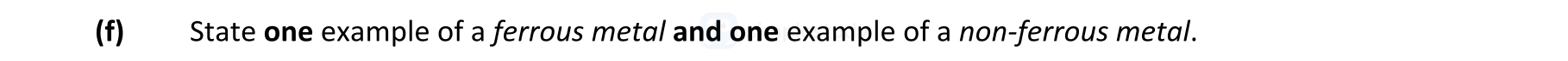 State-one-example-of-a-ferrous-metal-and-one-example-of-a-non-ferrous-metal.-Leaving Cert Engineering-Question f-2021.png