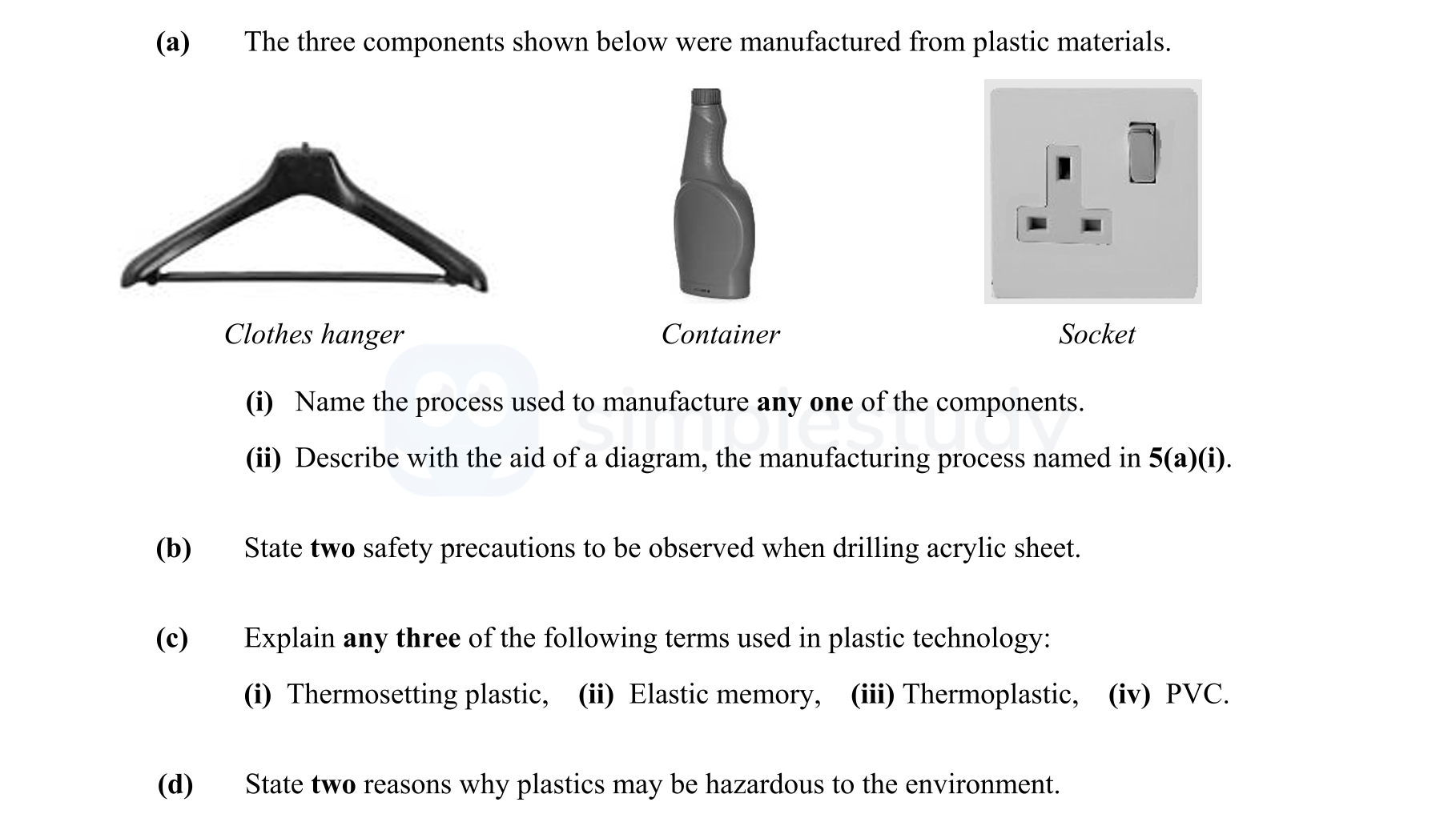 The-three-components-shown-below-were-manufactured-from-plastic-materials-Leaving Cert Engineering-Question 5-2012.png