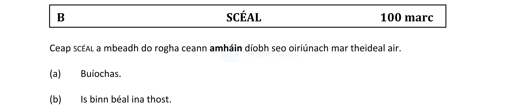 Ceap-scéal-a-mheastar-do-rogha-ceanna-amháin-diobh-seo欧中-mar-théidéal-air-Leaving Cert Irish-Question B-2022.png