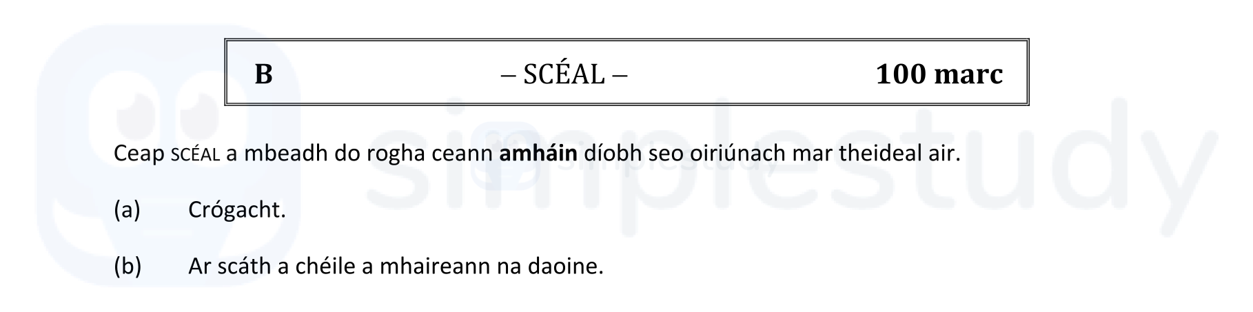 Ceap-SÉAL-a-mbeadh-do-rogha-cean-amháin-diobh-seo-oiriúnach-mar-thídeal-air-Leaving Cert Irish-Question B-2021.png