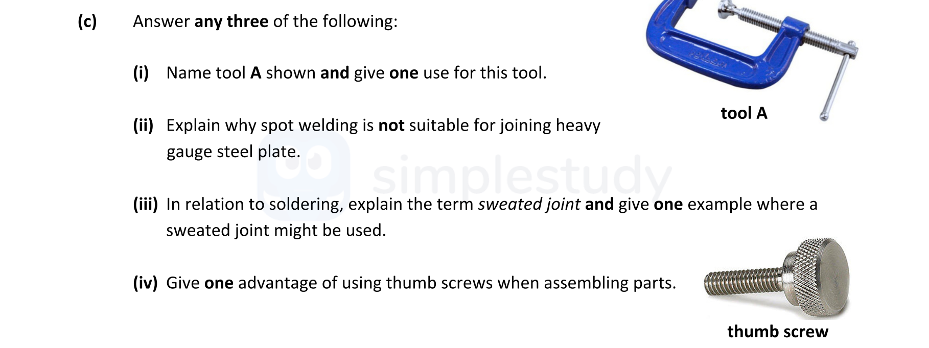Answer-any-three-of-the-following:--(i)-Name-tool-A-shown-and-give-one-use-for-this-tool-Leaving Cert Engineering-Question c-2022.png