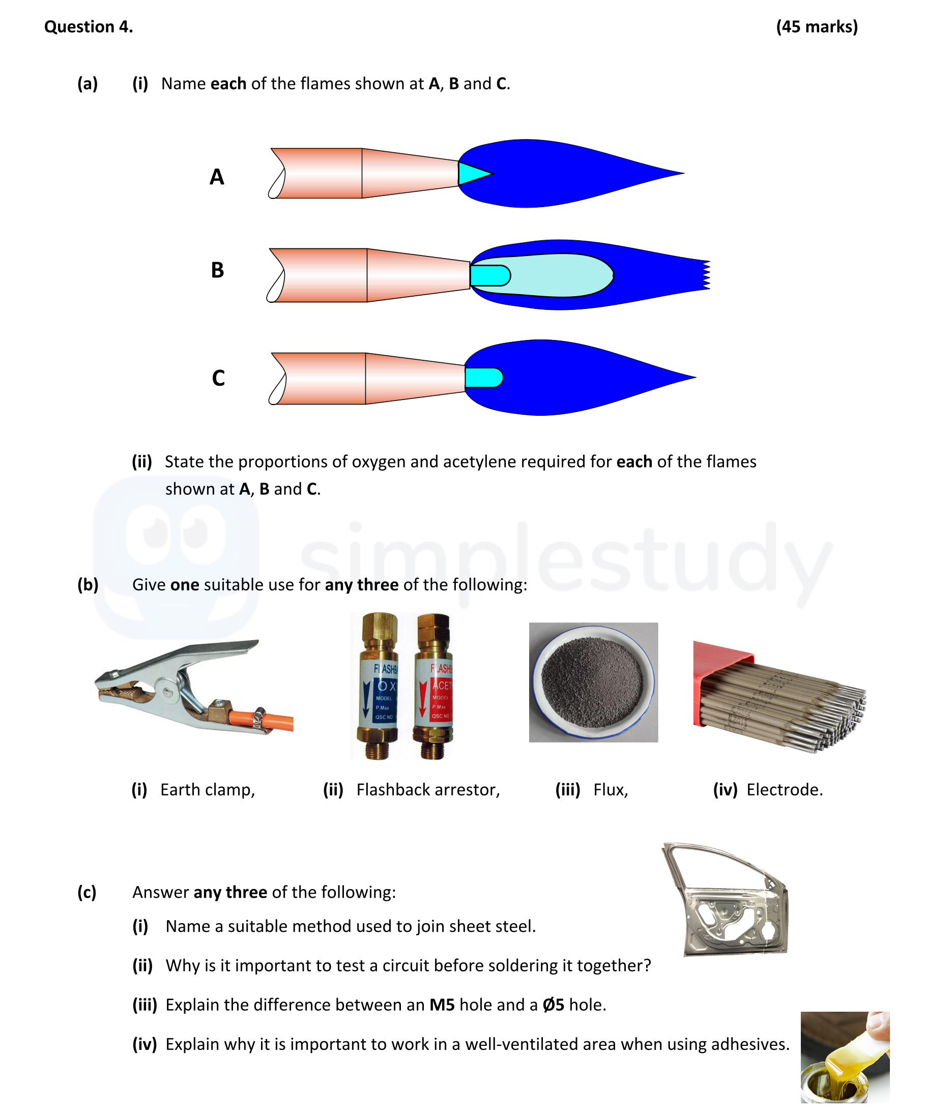 State-each-of-the-flames-shown-at-A,-B-and-C-Leaving Cert Engineering-Question 4-2019.png
