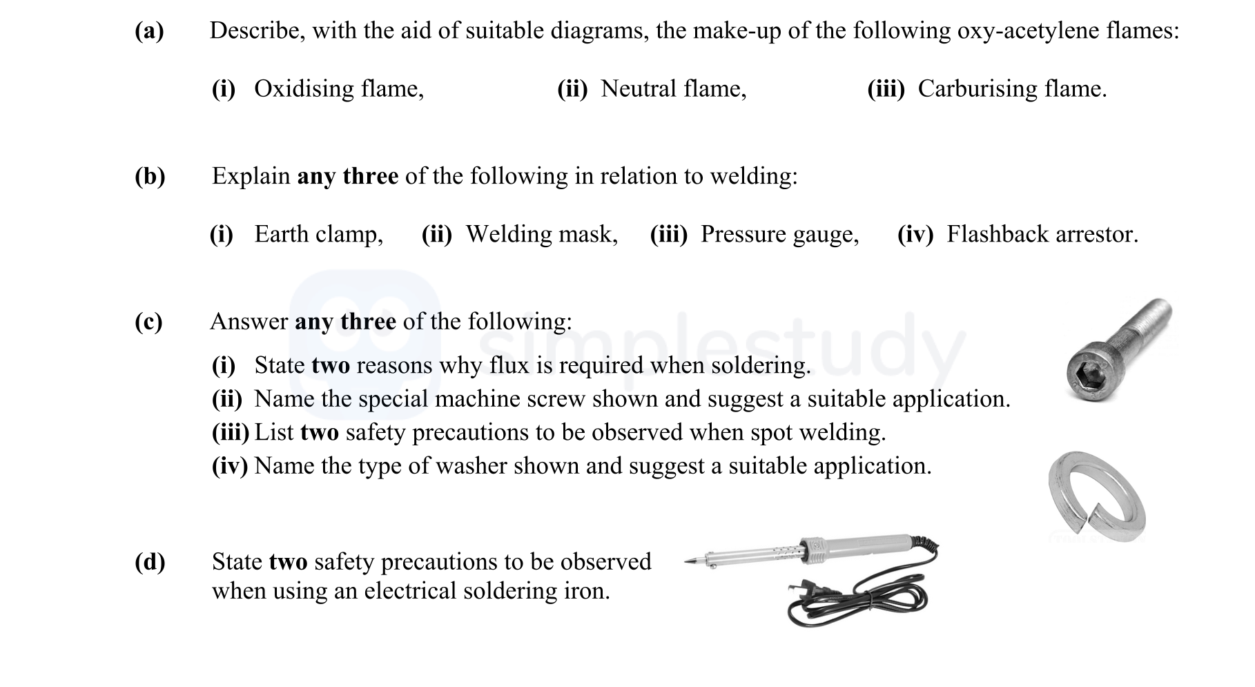 Describe,-with-the-aid-of-suitable-diagrams,-the-make-up-of-the-following-oxy-acetylene-flames:--(i)-Oxidising-flame,-(ii)-Neutral-flame,-(iii)-Carburising-flame-Leaving Cert Engineering-Question Question 1-2014.png