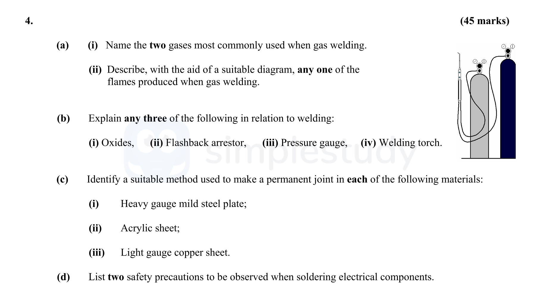 a)-(i)-Name-the-two-gases-most-commonly-used-when-gas-welding-Leaving Cert Engineering-Question 4-2007.png