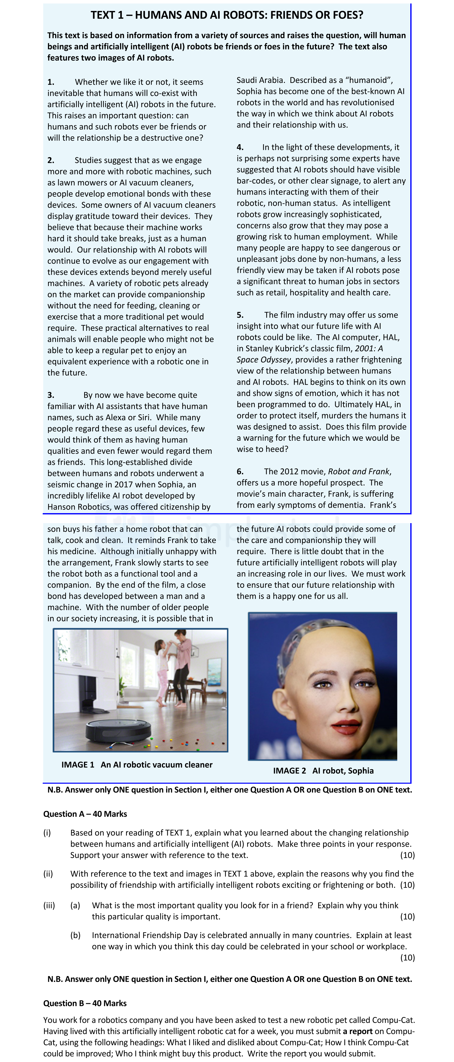 Based-on-your-reading-of-TEXT-1,-explain-what-you-learned-about-the-changing-relationship-between-humans-and-artificially-intelligent-(AI)-robots-Leaving Cert English-Question A-2022.png