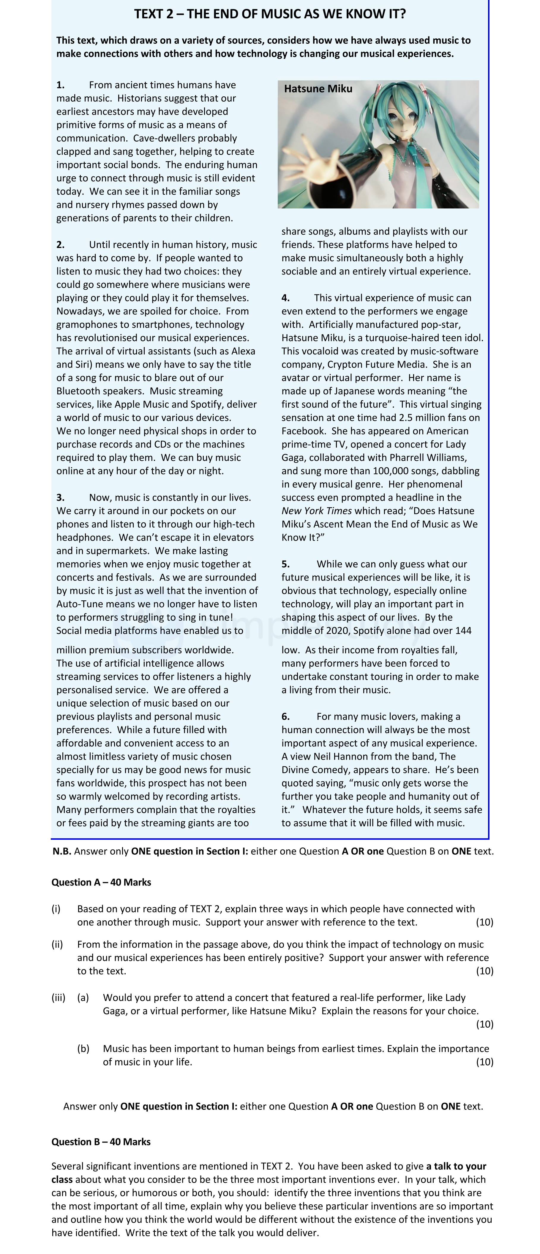Based-on-your-reading-of-TEXT-2,-explain-three-ways-in-which-people-have-connected-with-one-another-through-music-Leaving Cert English-Question Question 4-2021.png