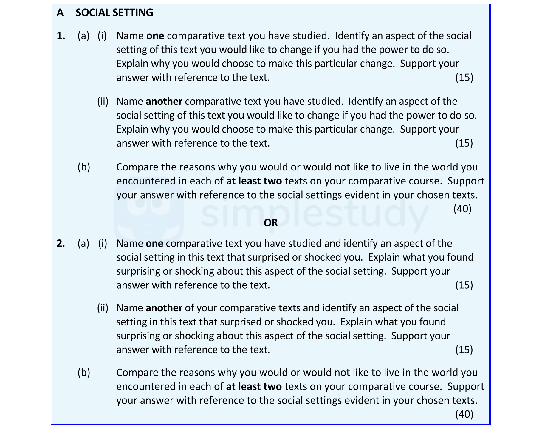 1.-(a)-(i)-Name-one-comparative-text-you-have-studied-Leaving Cert English-Question 1-2022.png