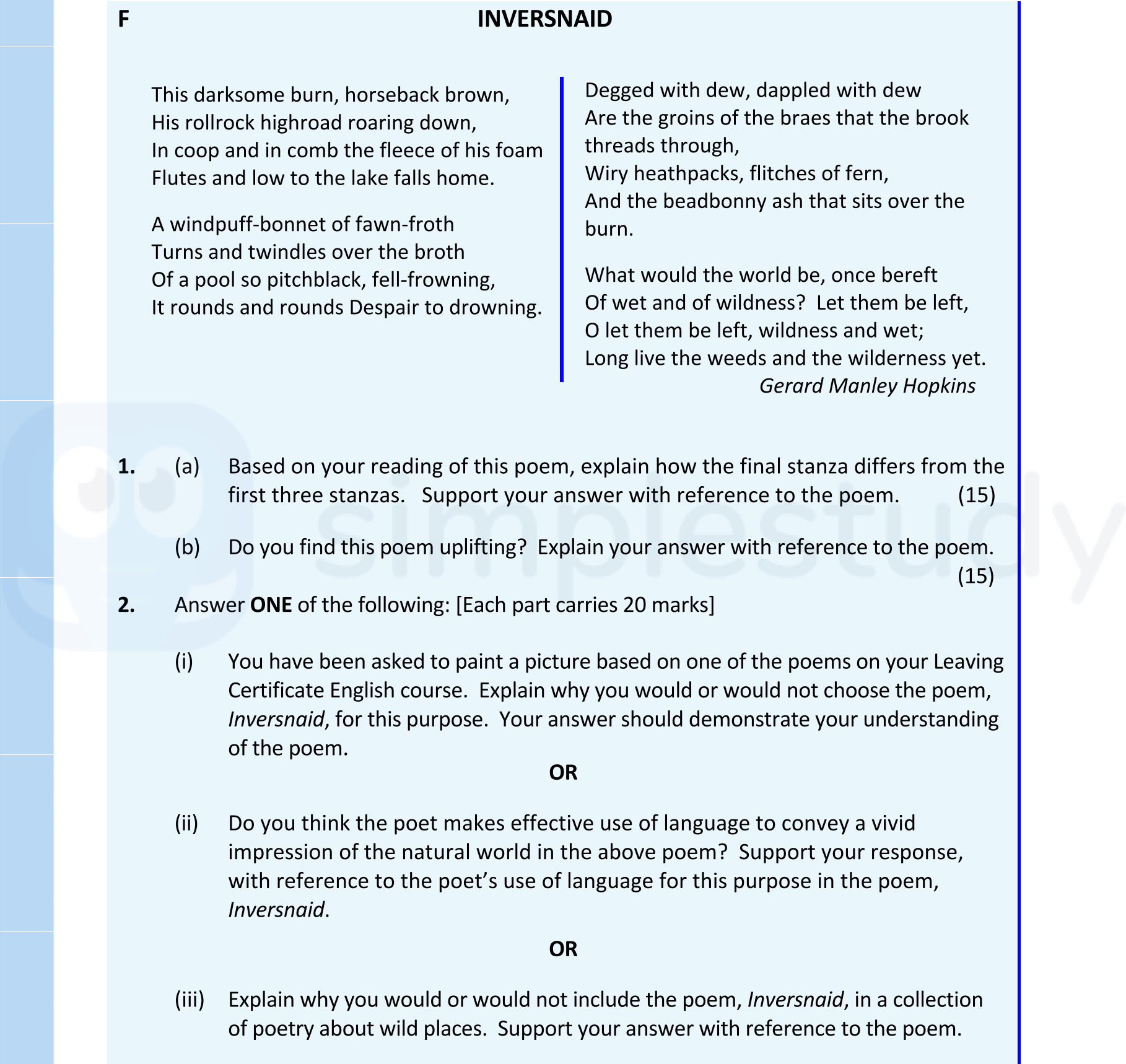 Based-on-your-reading-of-this-poem,-explain-how-the-final-stanza-differs-from-the-first-three-stanzas-Leaving Cert English-Question 1-2021.png