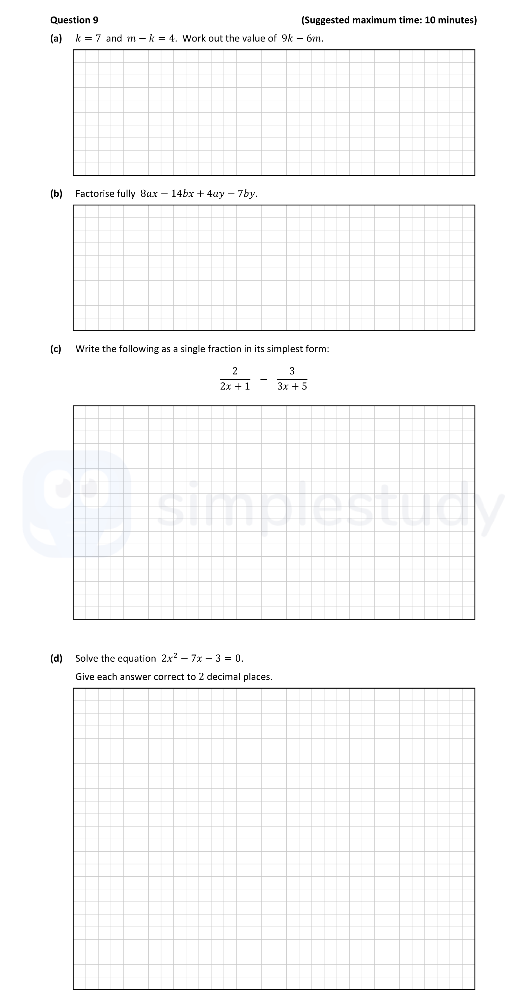 (a)--k-=-7-and-m-–-k-=-4-Junior Cycle Mathematics-Question 9-2022.png