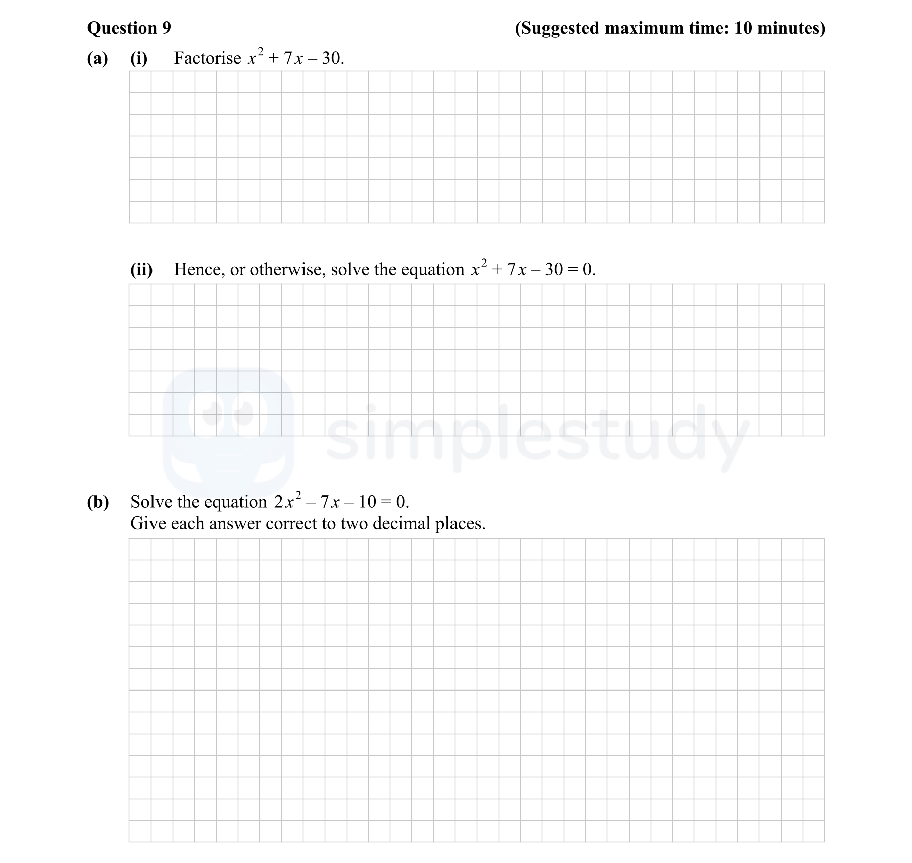 (a)-(i)-Factorise-$x^2-+-7x---30$-Junior Cycle Mathematics-Question 9-2015.png