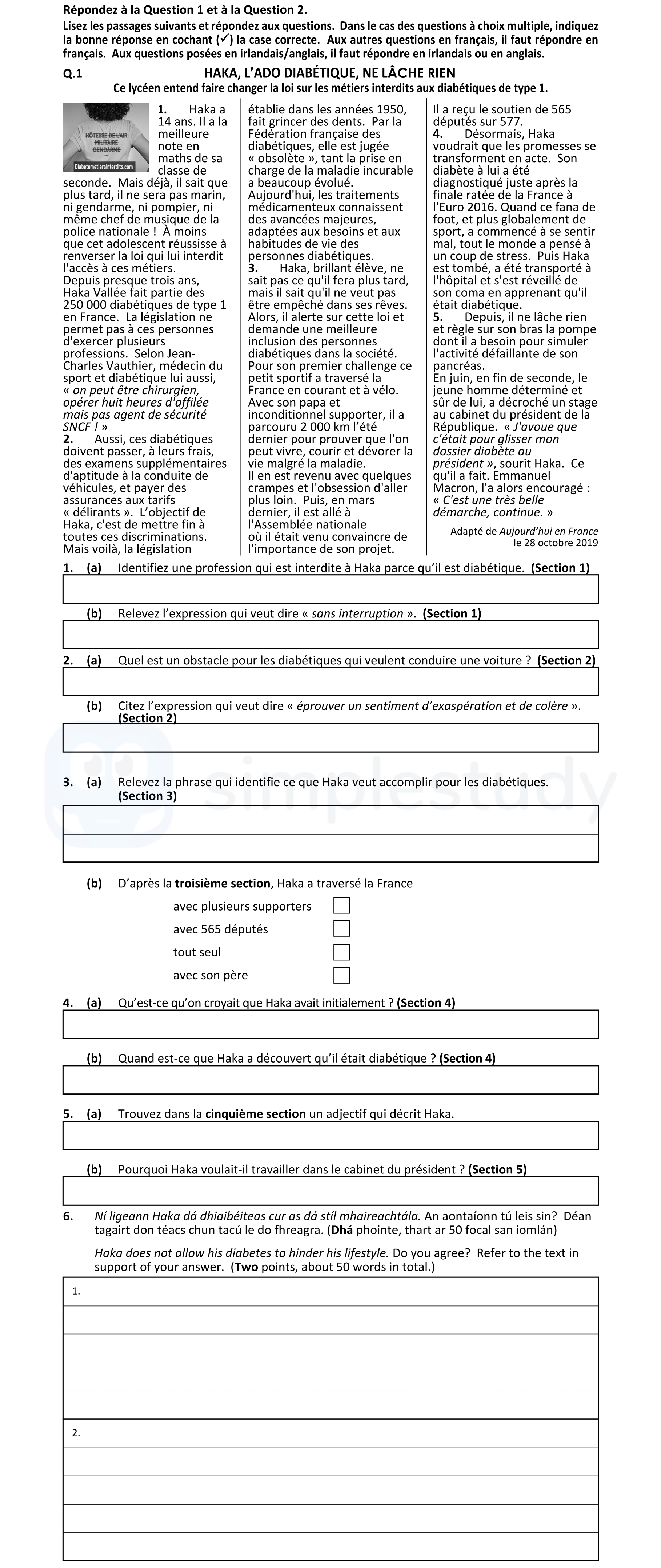 Identifiez-une-profession-qui-est-interdite-à-Haka-parce-qu'il-est-diabétique-Leaving Cert French-Question 1-2020.png