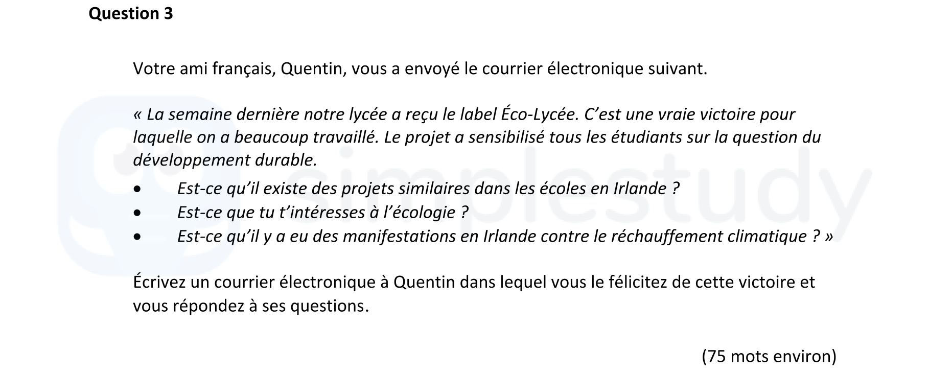 Votre-ami-français,-Quentin,-vous-a-envoyé-le-courrier-électronique-suivant-Leaving Cert French-Question 3-2022.png