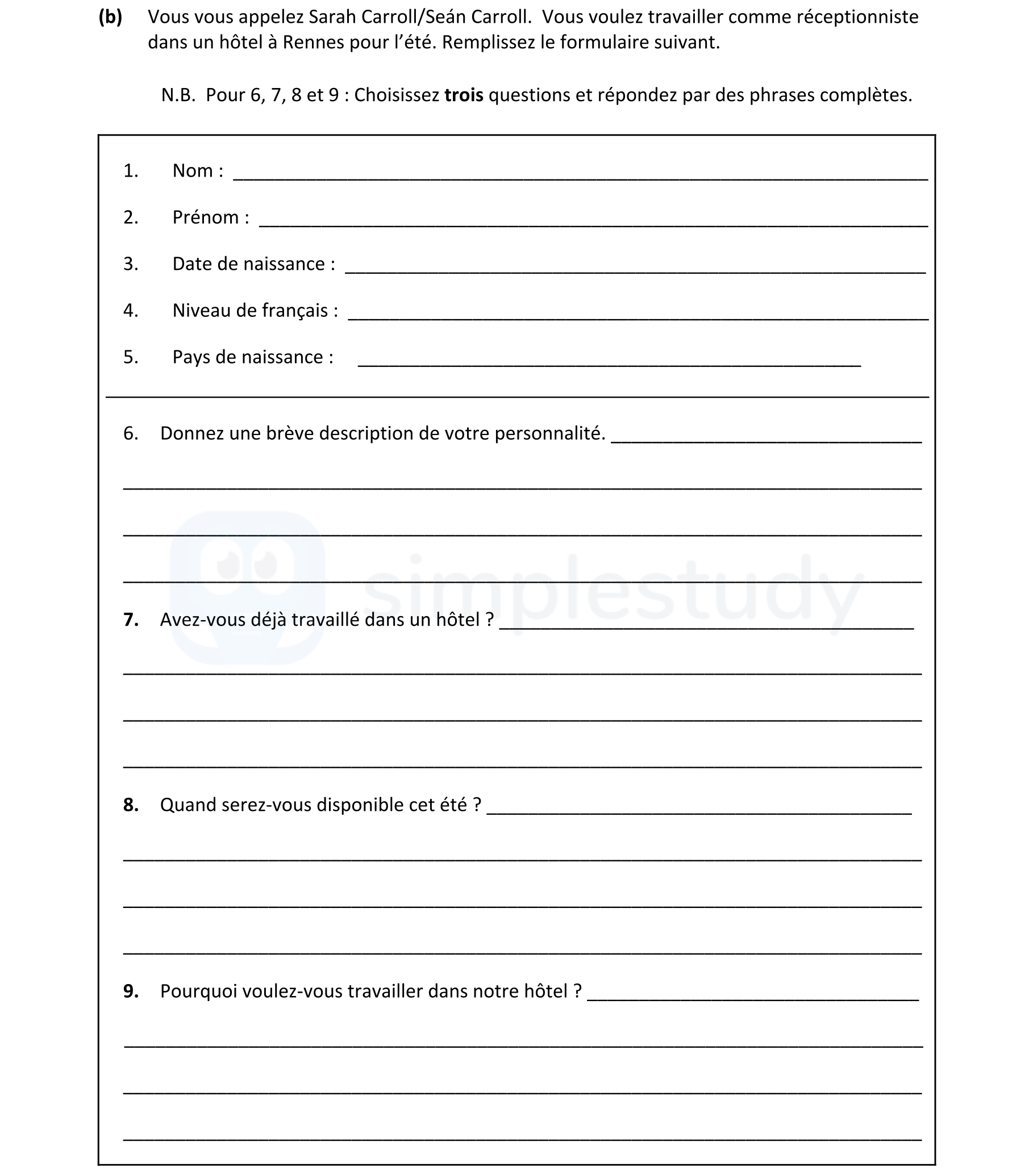 Vous-vous-appelez-Sarah-Carroll/Séán-Carroll-Leaving Cert French-Question b-2022.png