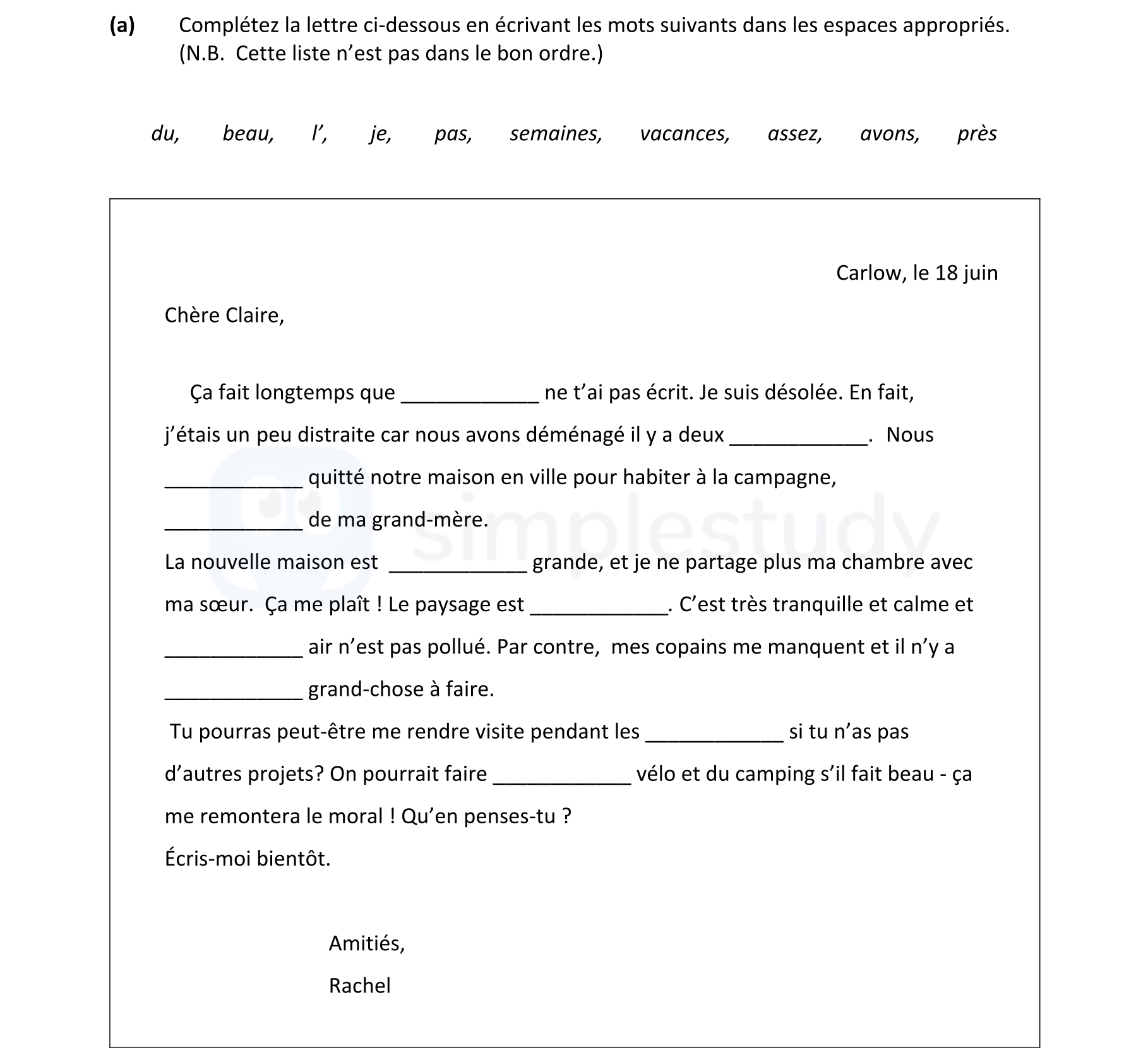 Complétez-la-lettre-ci-dessous-en-écrivant-les-mots-suivants-dans-les-espaces-appropriés-Leaving Cert French-Question a-2022.png