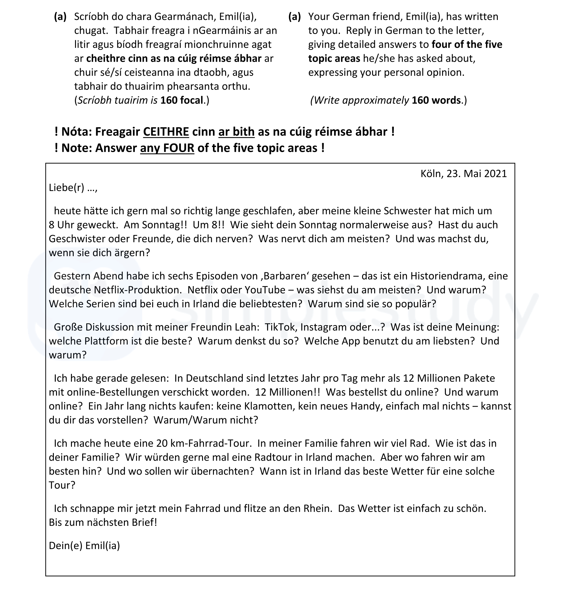 Scríobh-do-litir-Gearmáineach,-Emíl(a),-chugat-Leaving Cert German-Question (a)-2021.png