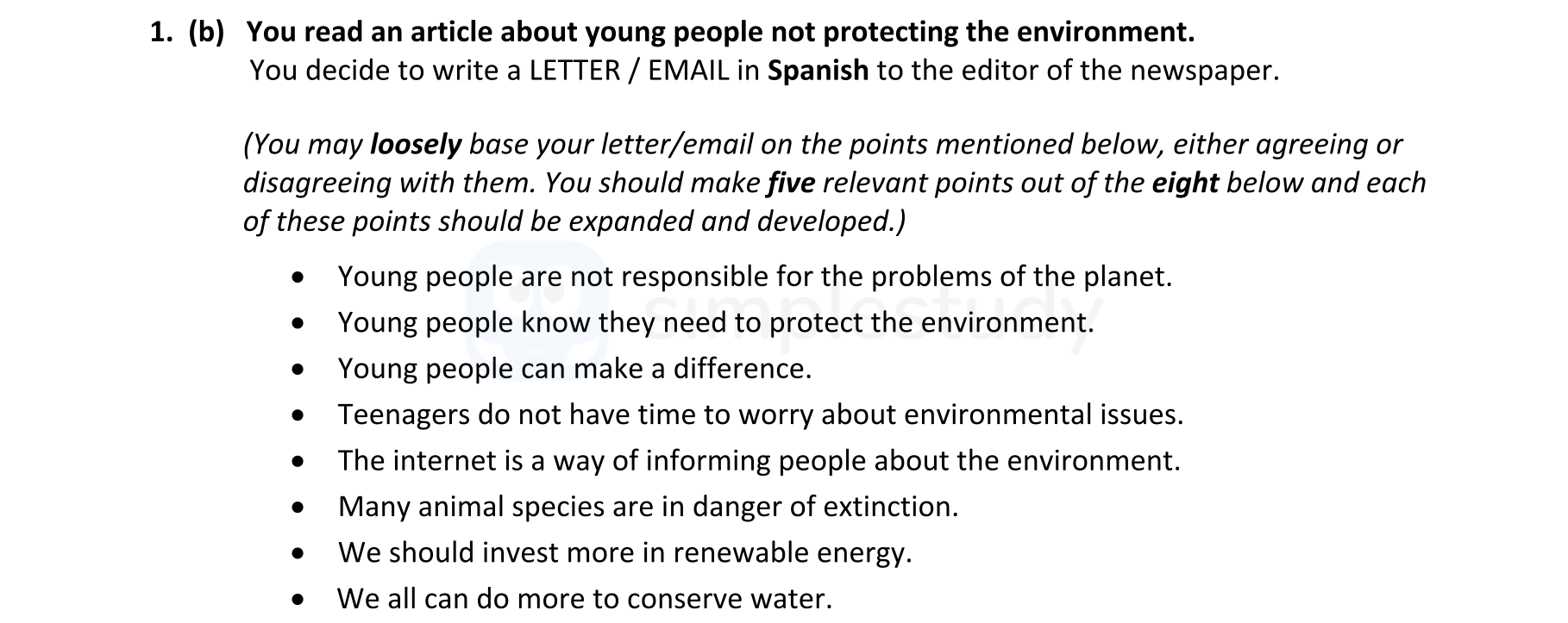 You-read-an-article-about-young-people-not-protecting-the-environment-Leaving Cert Spanish-Question 1 (b)-2022.png