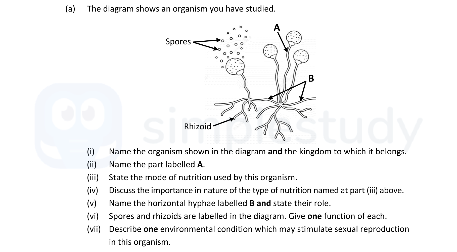 The-diagram-shows-an-organism-you-have-studied-Leaving Cert Biology-Question 17 (a)-2021.png