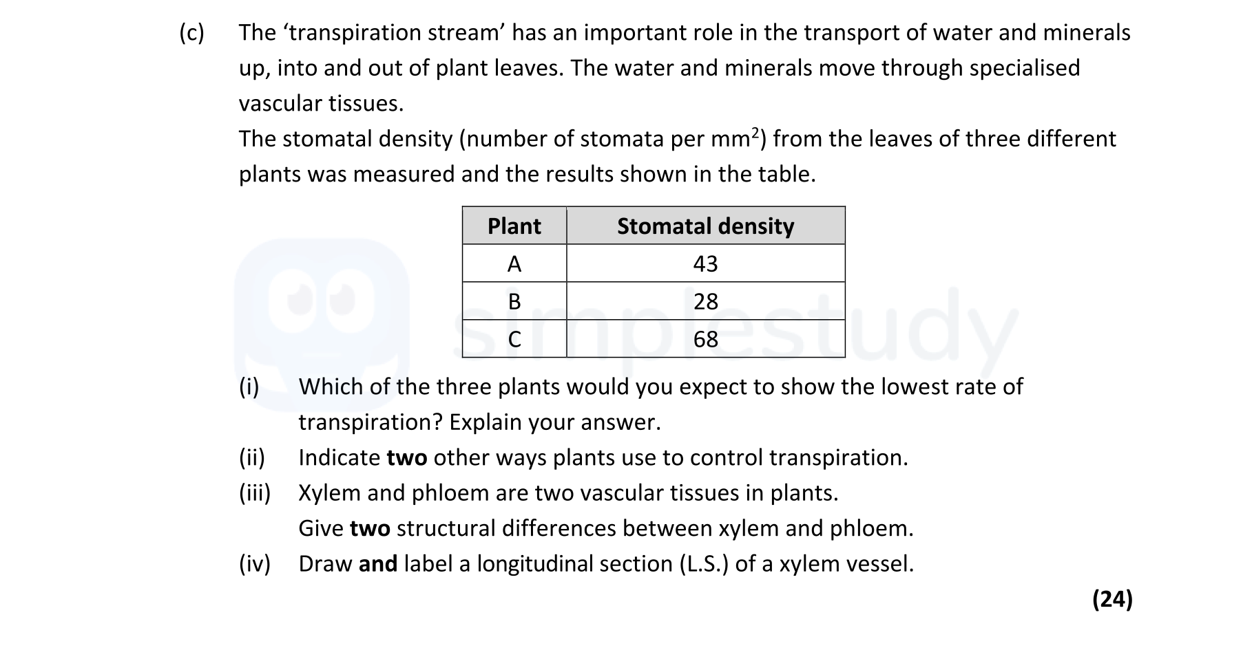 The-‘transpiration-stream’-has-an-important-role-in-the-transport-of-water-and-minerals-up,-into-and-out-of-plant-leaves-Leaving Cert Biology-Question c-2021.png