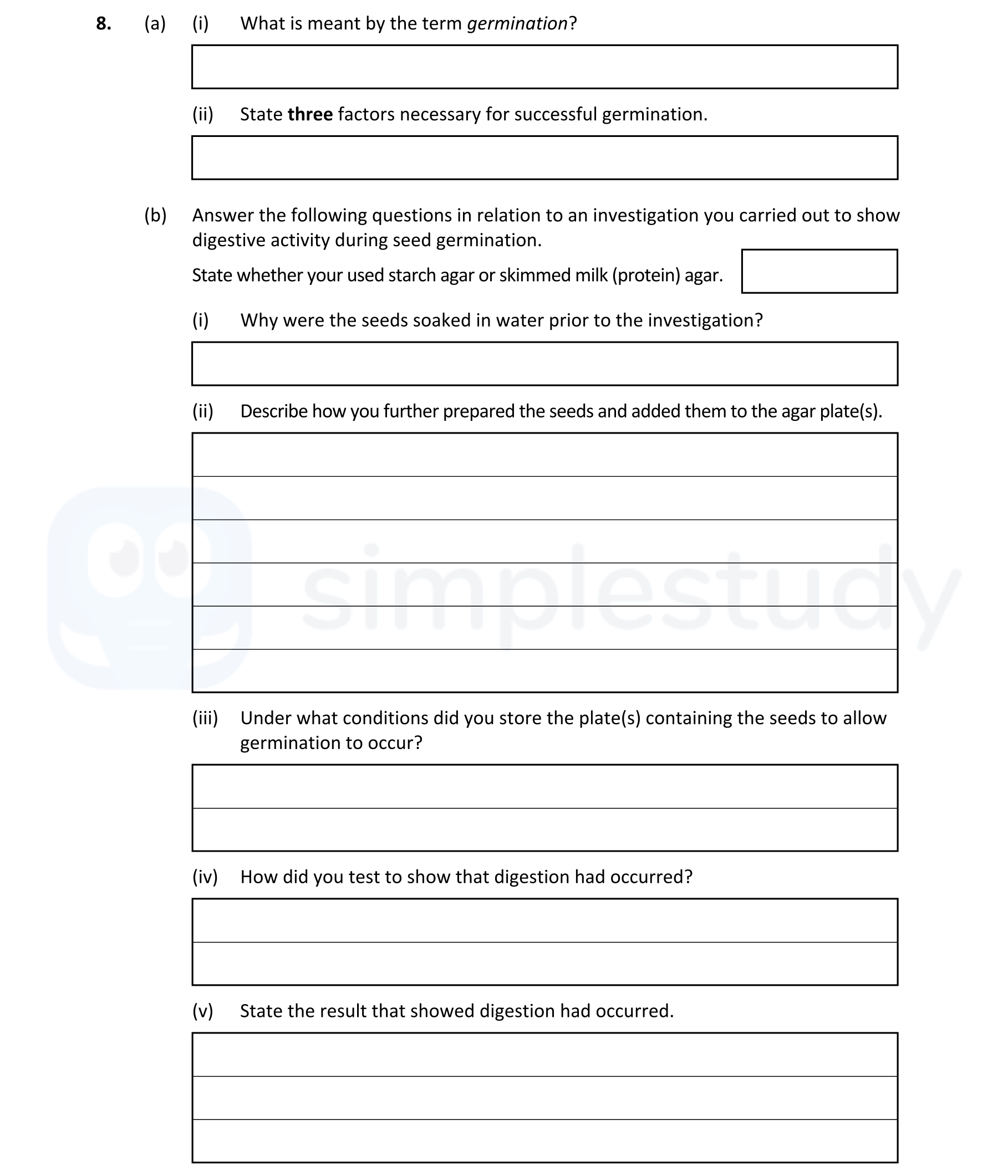 8.-(a)-(i)-What-is-meant-by-the-term-germination?--(ii)-State-three-factors-necessary-for-successful-germination-Leaving Cert Biology-Question 8-2020.png