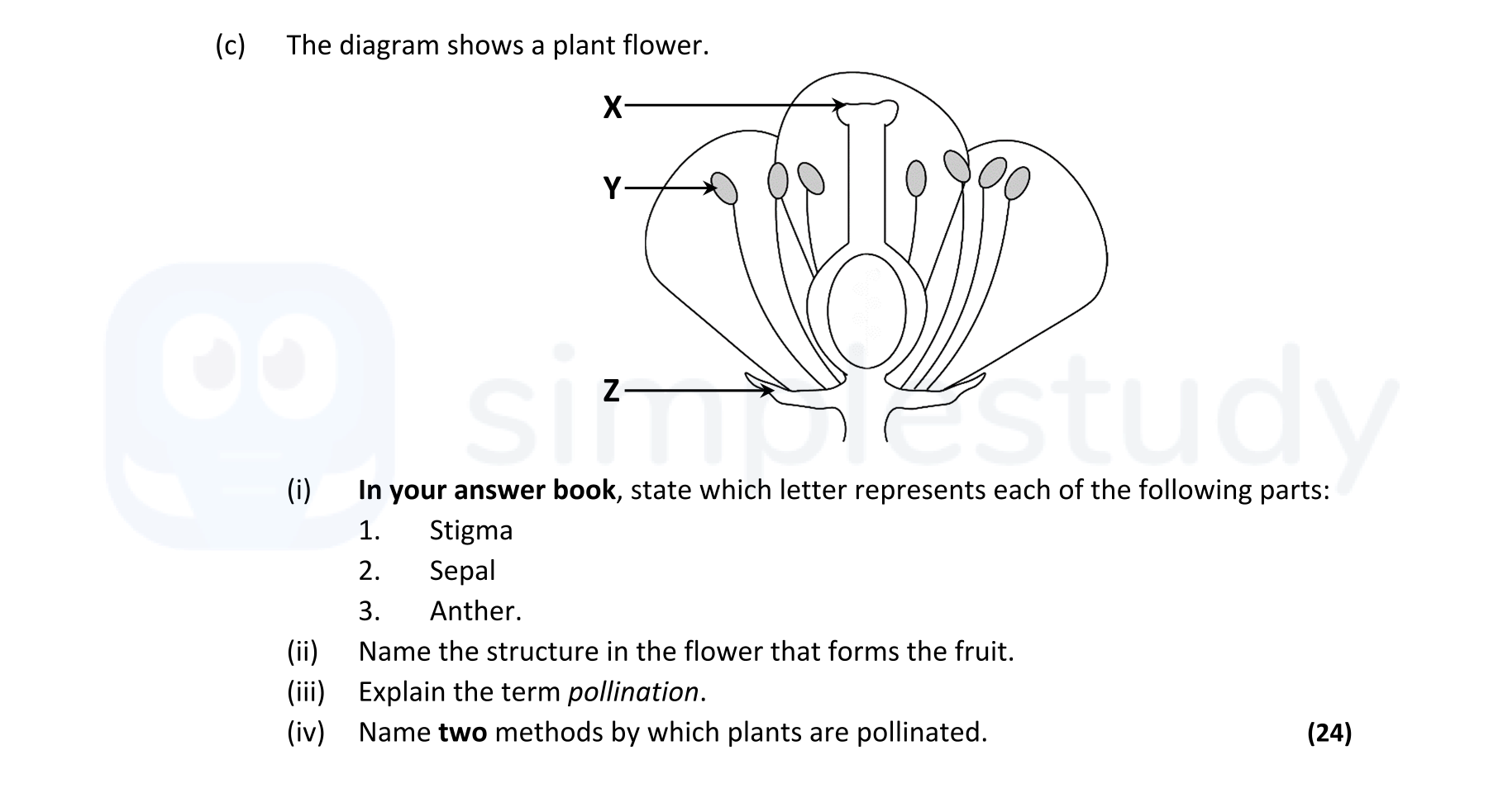 The-diagram-shows-a-plant-flower-Leaving Cert Biology-Question c-2022.png