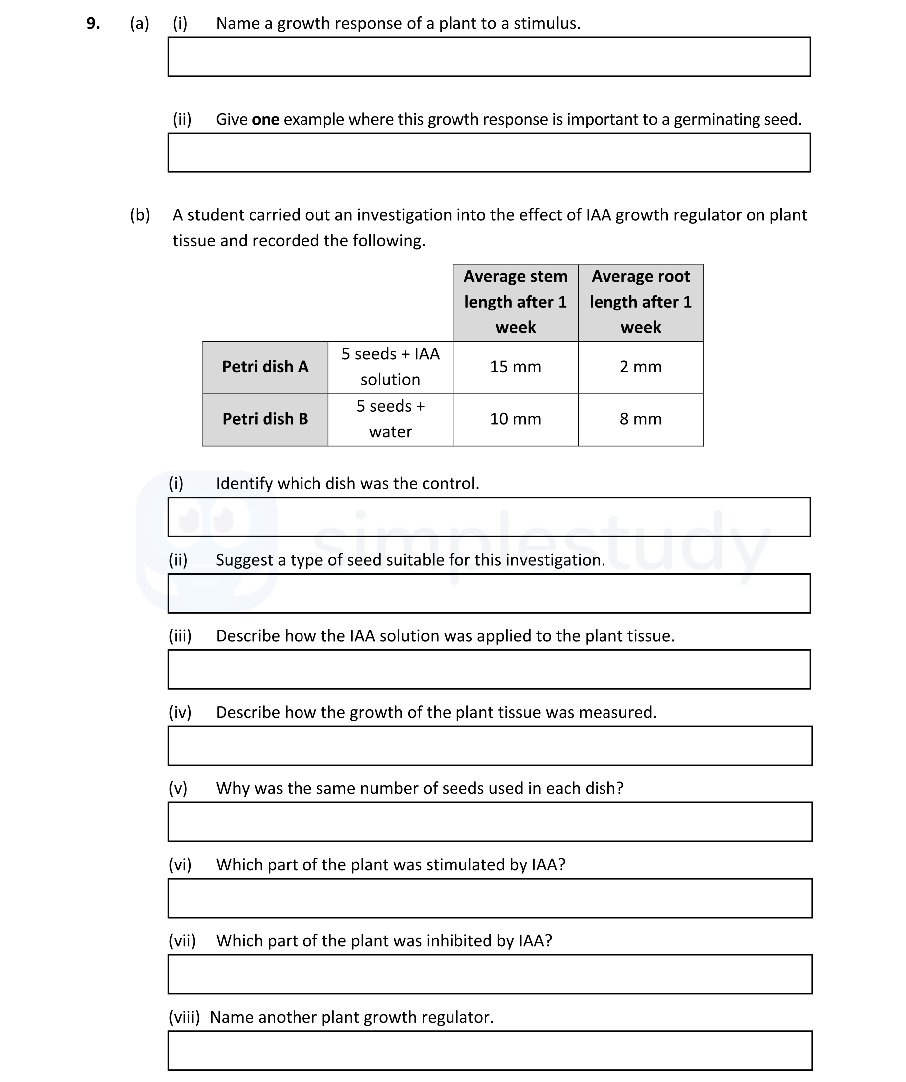 9.-(a)-(i)-Name-a-growth-response-of-a-plant-to-a-stimulus-Leaving Cert Biology-Question 9-2020.png