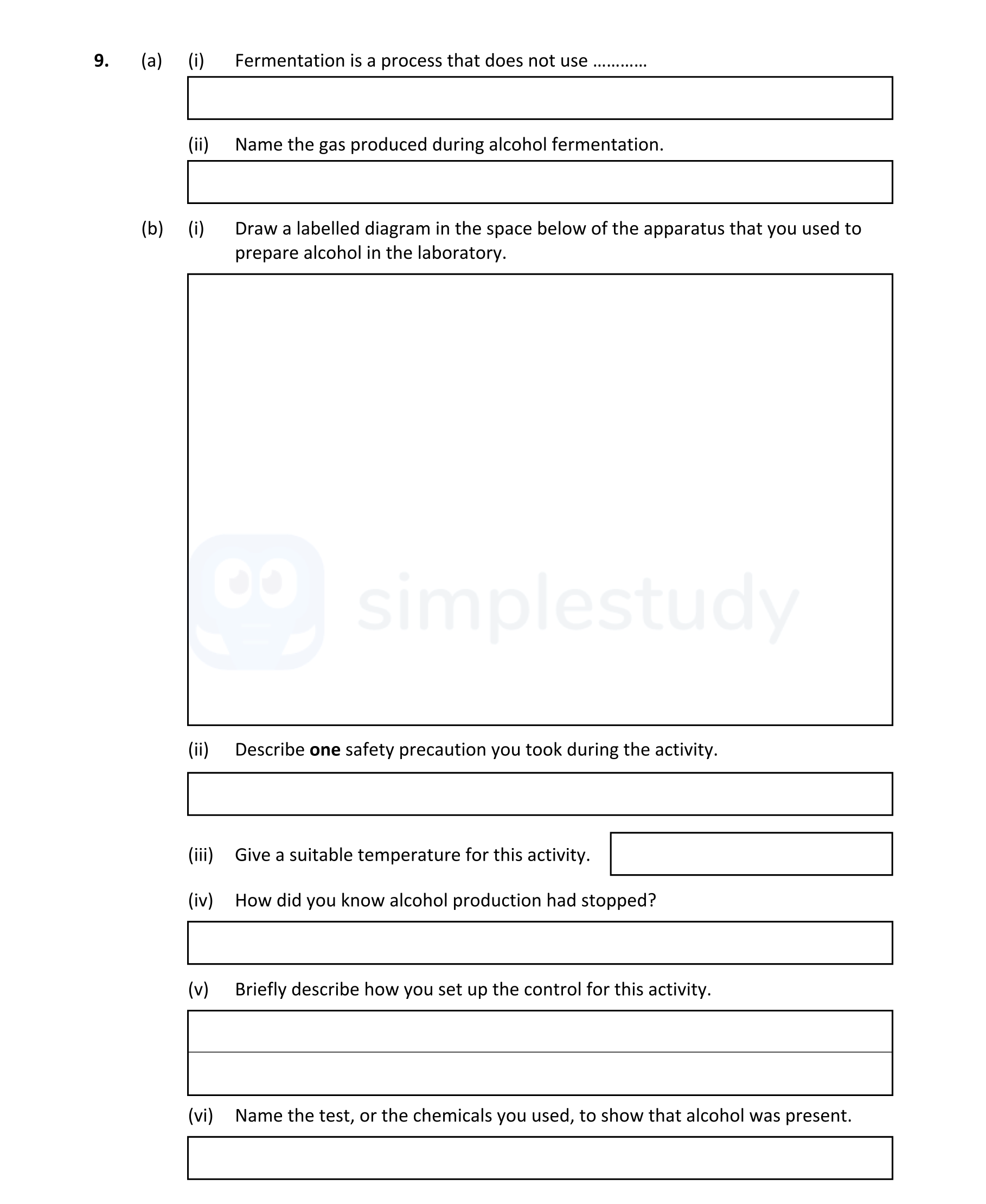 (i)-Fermentation-is-a-process-that-does-not-use-.........-Leaving Cert Biology-Question 9-2022.png