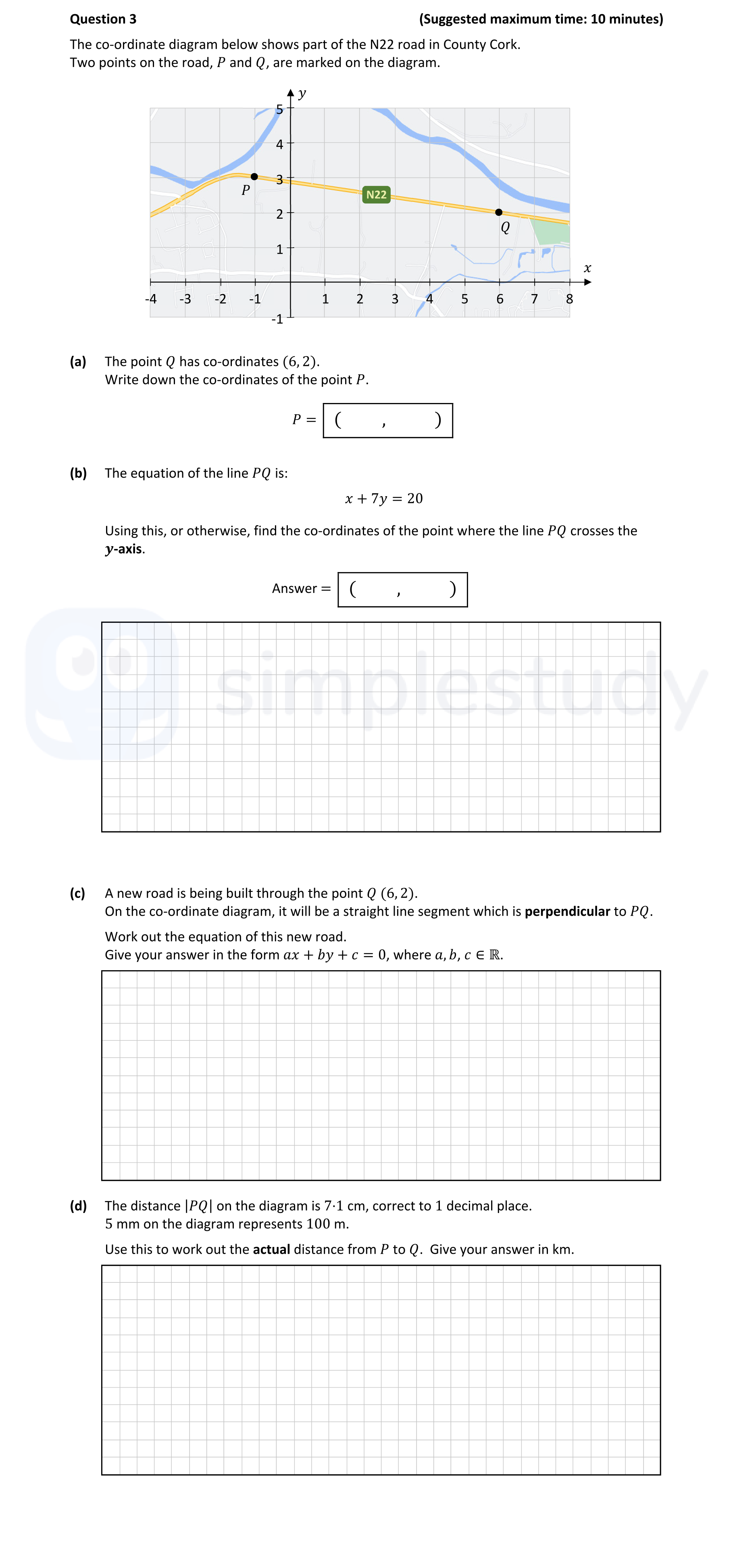 The-co-ordinate-diagram-below-shows-part-of-the-N22-road-in-County-Cork-Junior Cycle Mathematics-Question 3-2022.png