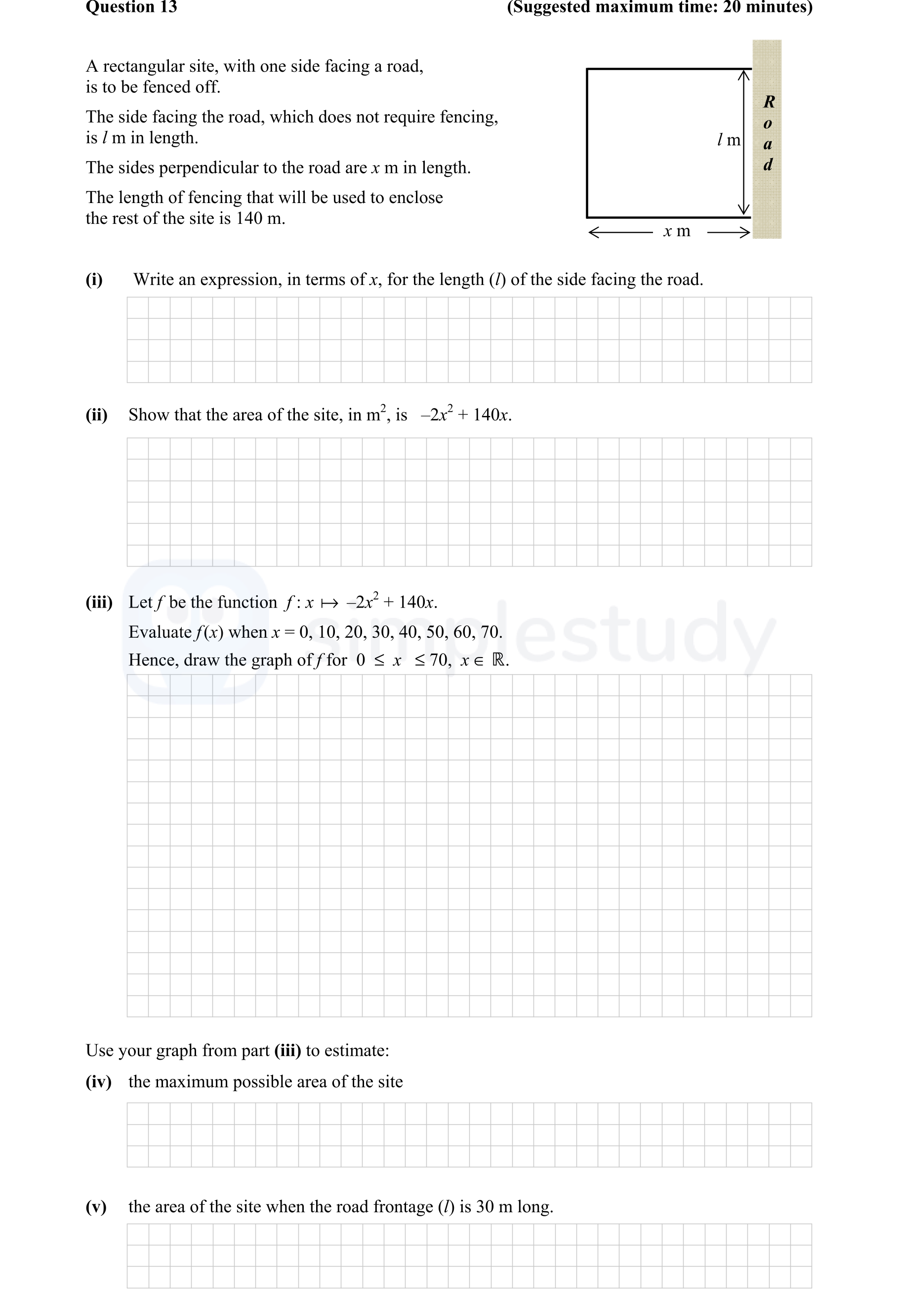 A-rectangular-site,-with-one-side-facing-a-road,-is-to-be-fenced-off-Junior Cycle Mathematics-Question 13-2014.png