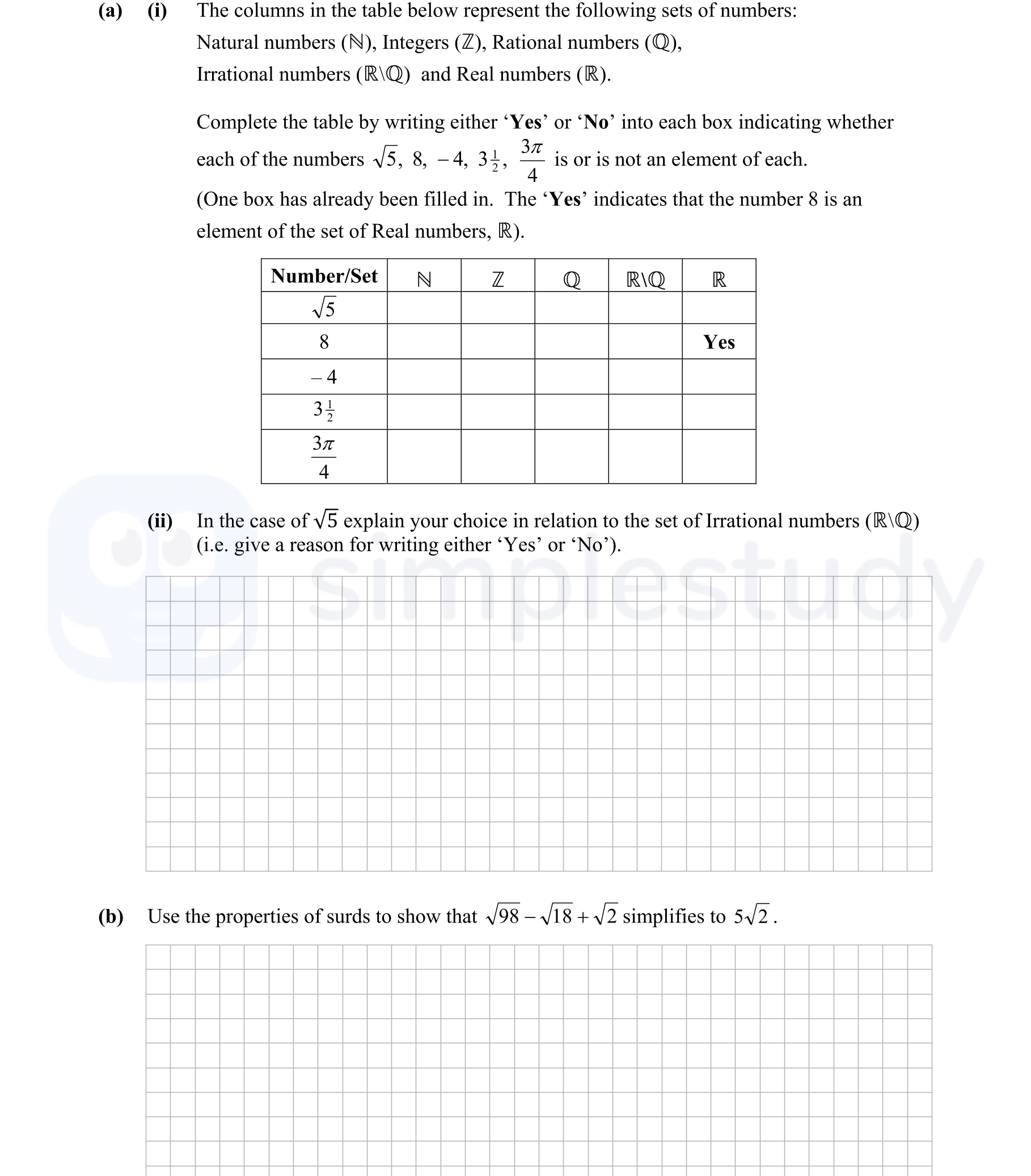 The-columns-in-the-table-below-represent-the-following-sets-of-numbers:-Natural-numbers-(N),-Integers-(Z),-Rational-numbers-(Q),-Irrational-numbers-(R\Q)-and-Real-numbers-(R)-Junior Cycle Mathematics-Question (a)-2013.png